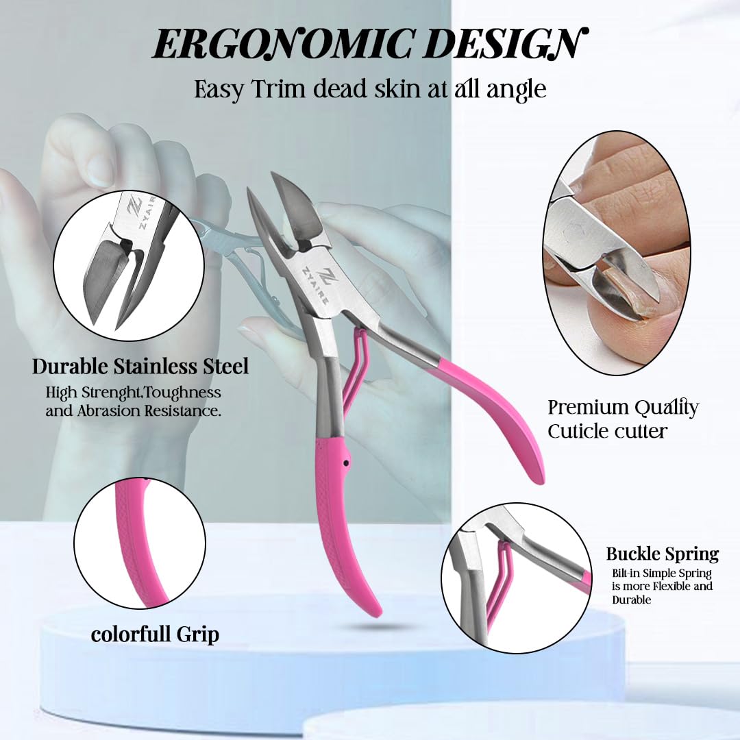 Manicure Pedicure Set - 10-in-1 Stainless Steel Grooming Kit, Personal Care Tools, Nail Nipper, Cuticle Cutter, Scissors, Tweezers, Blackhead Remover, Nail File & Case (Pink)