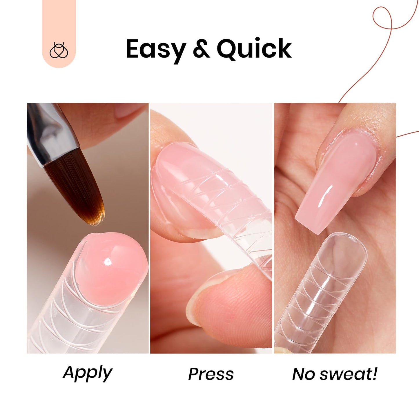 Beetles Poly Extension Gel Nail Kit, 4 Colors Nude Pink Neutral With Base Top Coat Manicure Enhancement All In One Poly Nail Gel Kit, Gift for Women
