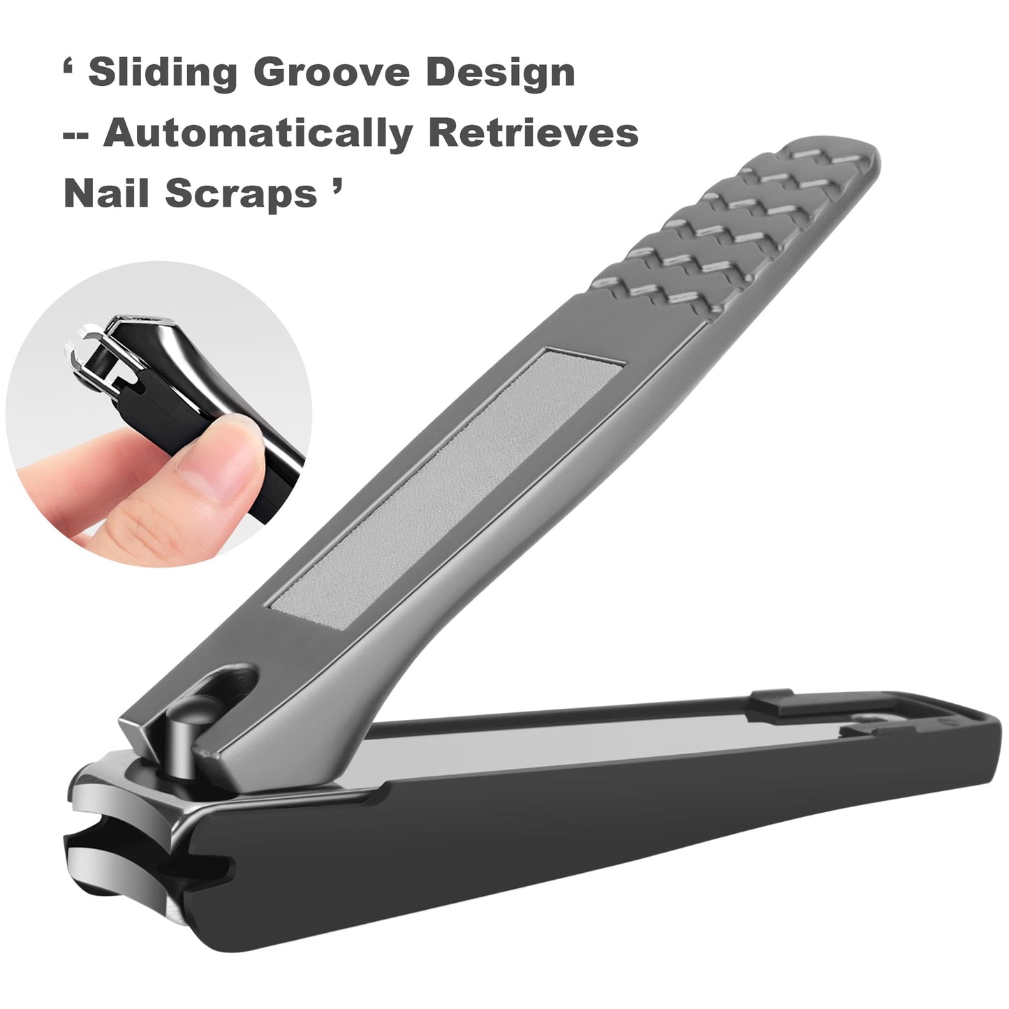 NORCHAN Large Nail Clippers Set, 5-Piece Sharp Toenail and Fingernail Clippers with Nail File, Ideal for Men and Women (Premium, Big Size, Heavy-Duty Design)