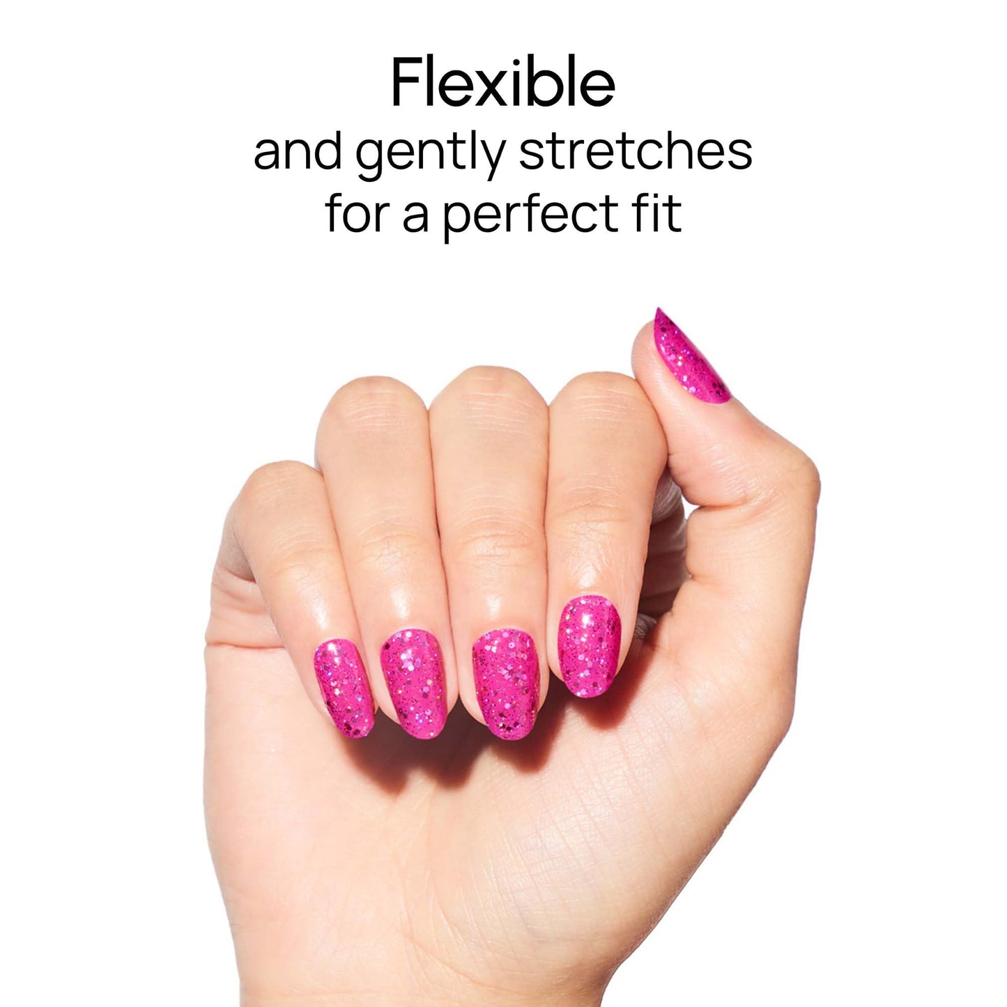 Color Street Hibiscus Heat Nail Polish Strips- Vibrant Magenta with Holographic Glitter Finish, 16 Double-Ended Strips, Easy Application, No Dry Time