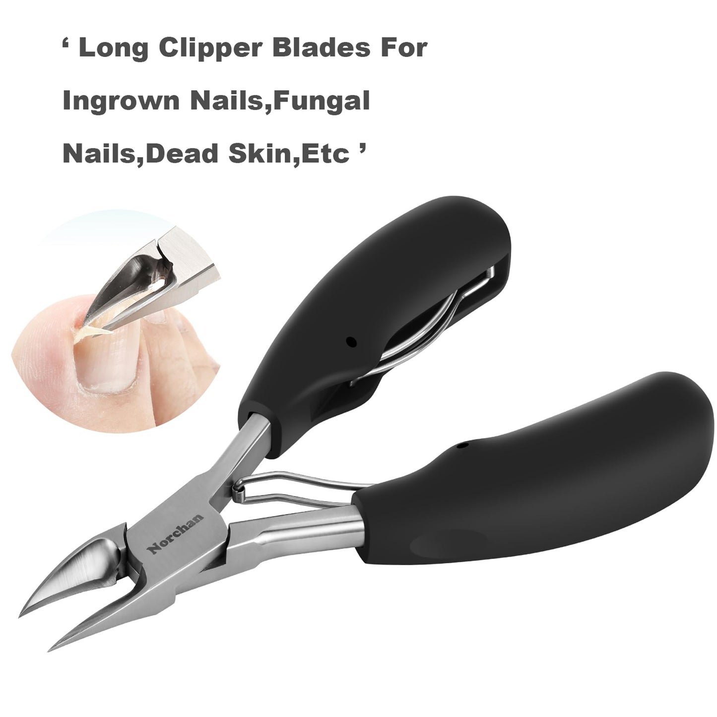 NORCHAN Large Nail Clippers Set, 5-Piece Sharp Toenail and Fingernail Clippers with Nail File, Ideal for Men and Women (Premium, Big Size, Heavy-Duty Design)