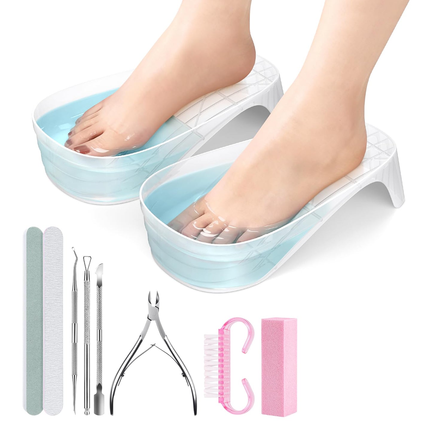 Yokilly Toe Nail Soaking Bowl: Large Size Acetone Proof Toe Soaking Tray for DIY enthusiasts Home Use - Shoe Design Foot Soaking Bath Tub for Soak Off Dip Powder Gel Polish Remover (Clear)