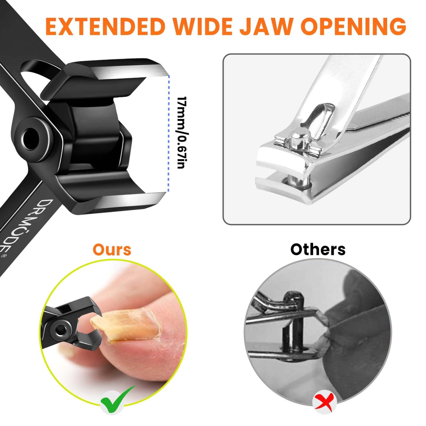 Straight Nail Clippers for Thick Nails, Heavy Duty Large Toenail Clippers for Seniors with 17mm Wide Jaw Opening, Ultra Sharp Stainless Steel Toe Nail Clippers Cutter for Men with File