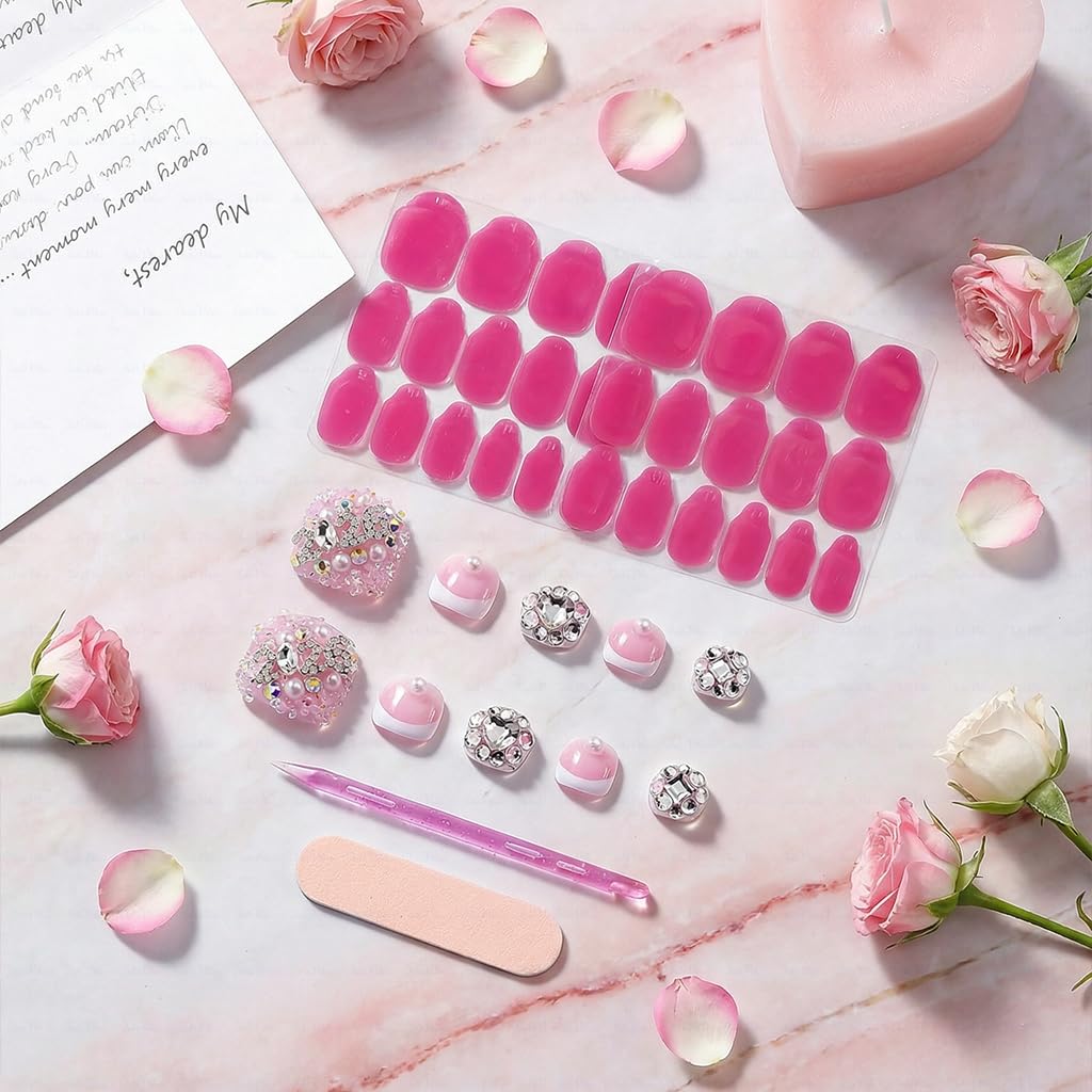 IntoVibes 10 Pieces Handmade Luxury Press On Toenails With Bling Rhinestones And 2026 3D Decoration, Full Cover, Press On Nails Stick On Toe Nails For Women Manicure, Acrylic Fake Toe Nails(L)