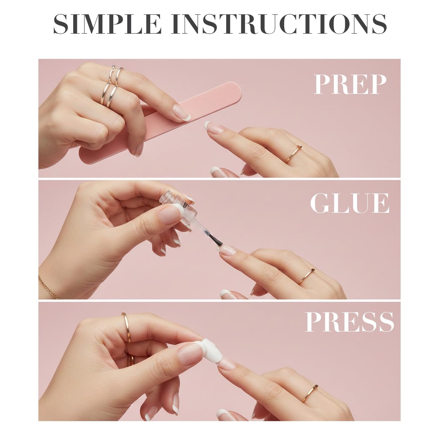 SXC Cosmetics Press On Nails - 001 Amber Ombre | X5 Signature Series - Extra Short Square Fake Nails, Salon Quality Nails 15 Sizes - 150 pieces Nail Kit with Glue