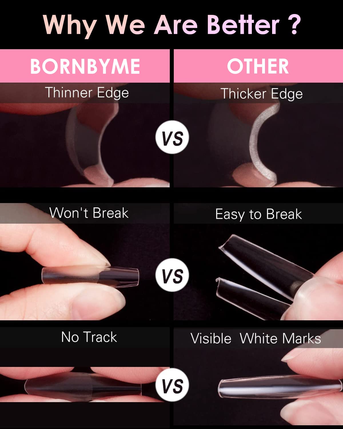 Short Square French Nail Tips, BORNBYME 120 PCS Clear False Nails Acrylic Nails Tips Half Cover Nail Extenison Tips Gel Nail Tips Acrylic False Nail Tips