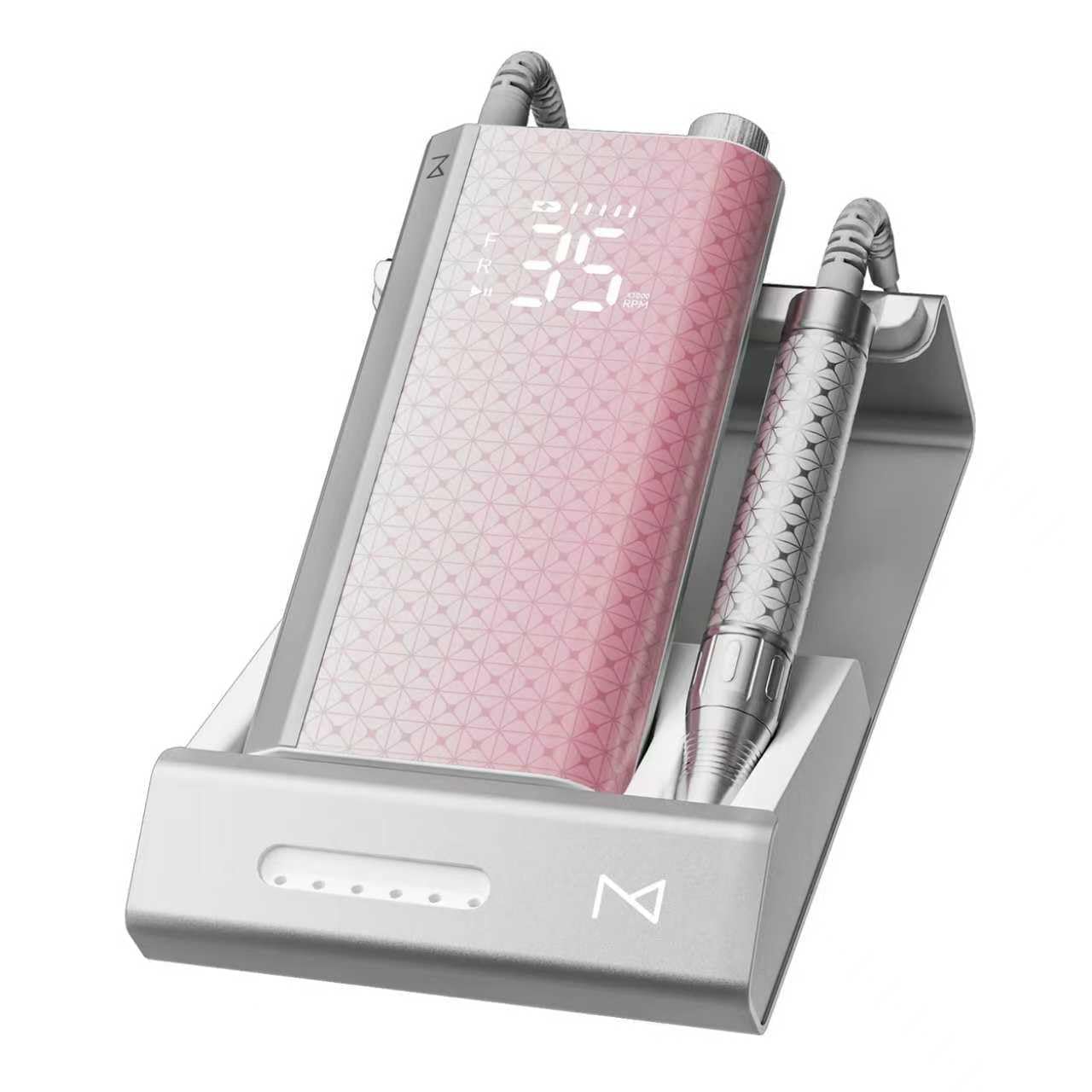 M Pro Spin Nail Drill 60W Brushless Motor 35,000 RPM, Cordless Rechargeable Electric Nail File, Professional E File Machine for Acrylic Gel Nails, Low Noise Portable Salon Use – Pink
