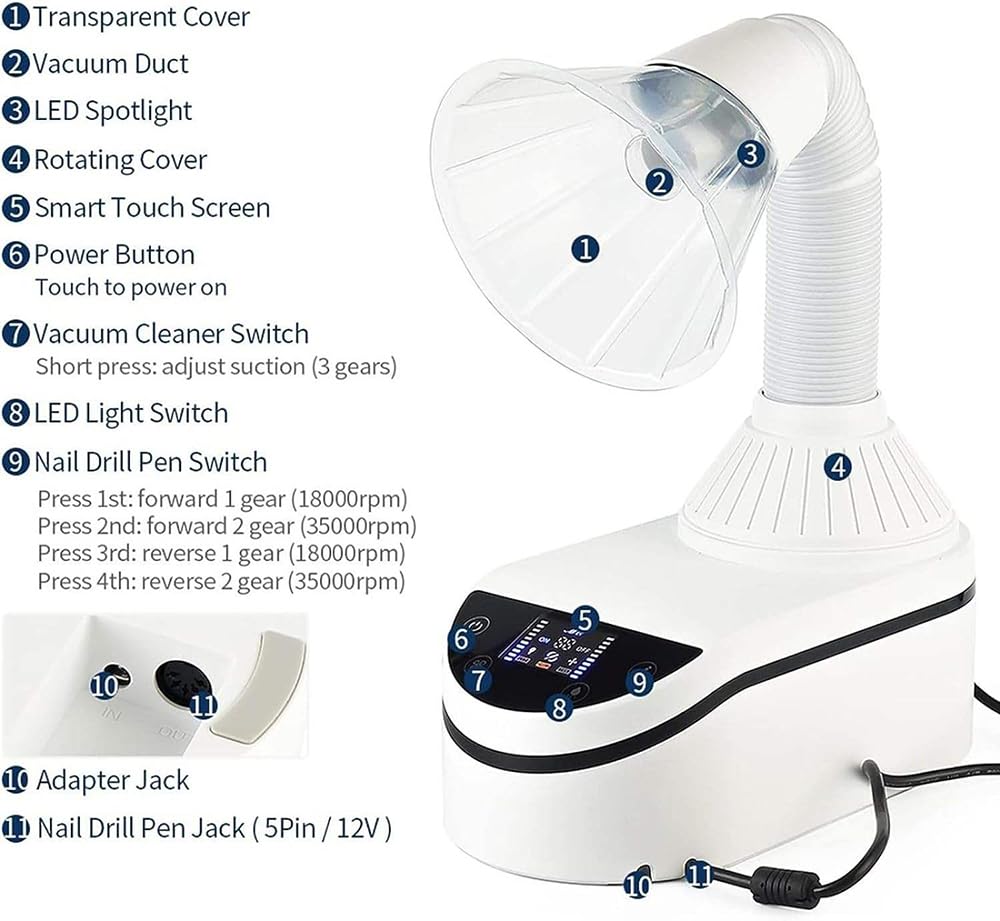 Professional 2 in 1 230W Nail Dust Collector Electric Nail Drill Machine (Vacuum Cleaner+Nail Drill Pen)
