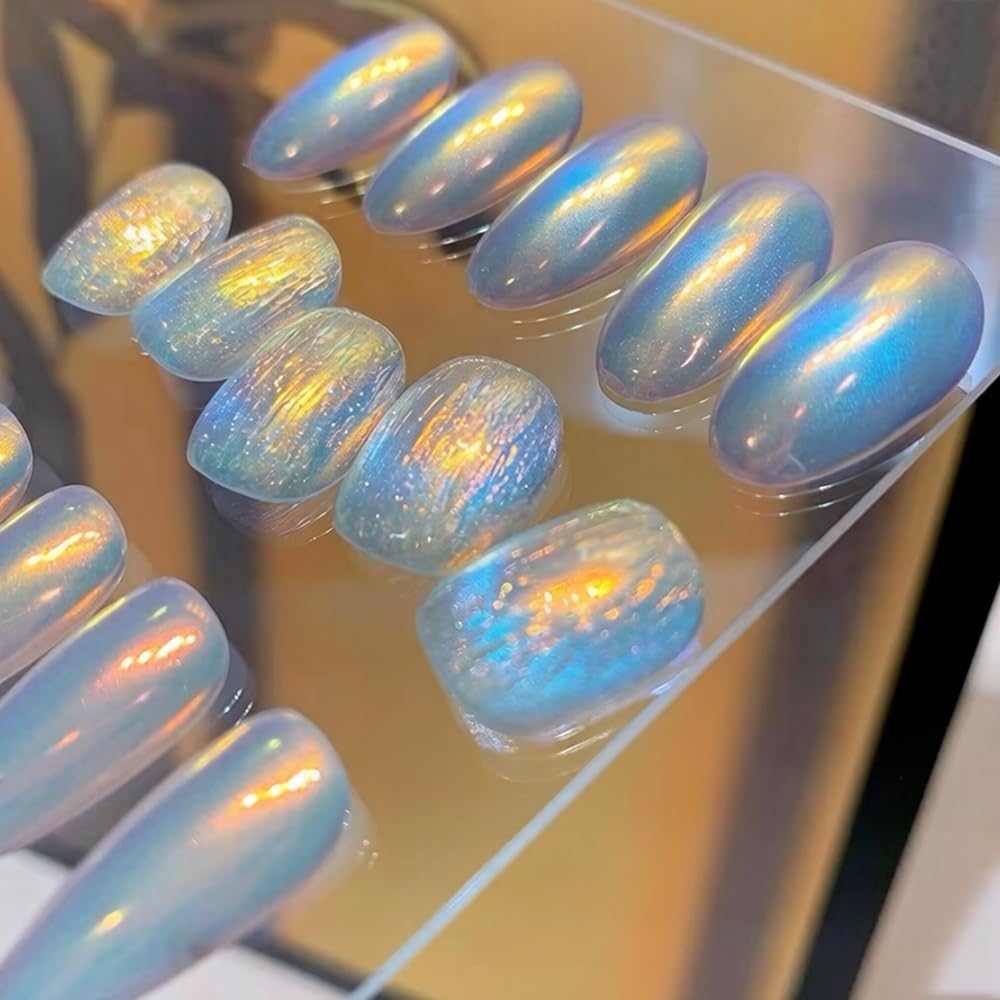 Pretty Diva Sunset Chrome Nail Powder, Memaid Unicorn Aurora iridescent Chrome Nail Powder, Super Glossy Mirror Effect Metallic Nail Chrome Powder Manicure Pigments for Nail Art Glitter (Sunset)