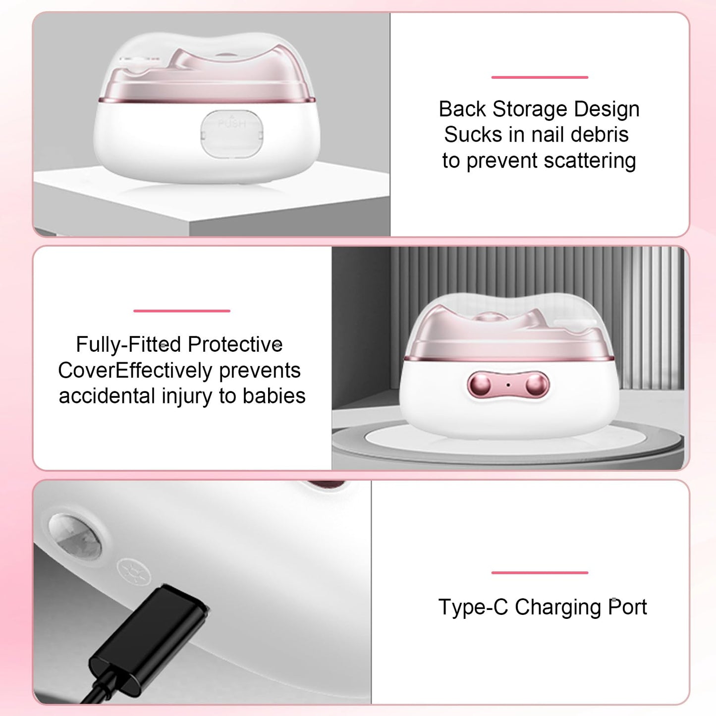 2026 Electric Nail Clipper,4 in 1 Automatic Nail Trimmer with Nail File/Polishing/Gel Nail Light,2-Speed Automatic Trimmer with LED Light & Debris Storage,for Seniors, Adults,Kids（White）
