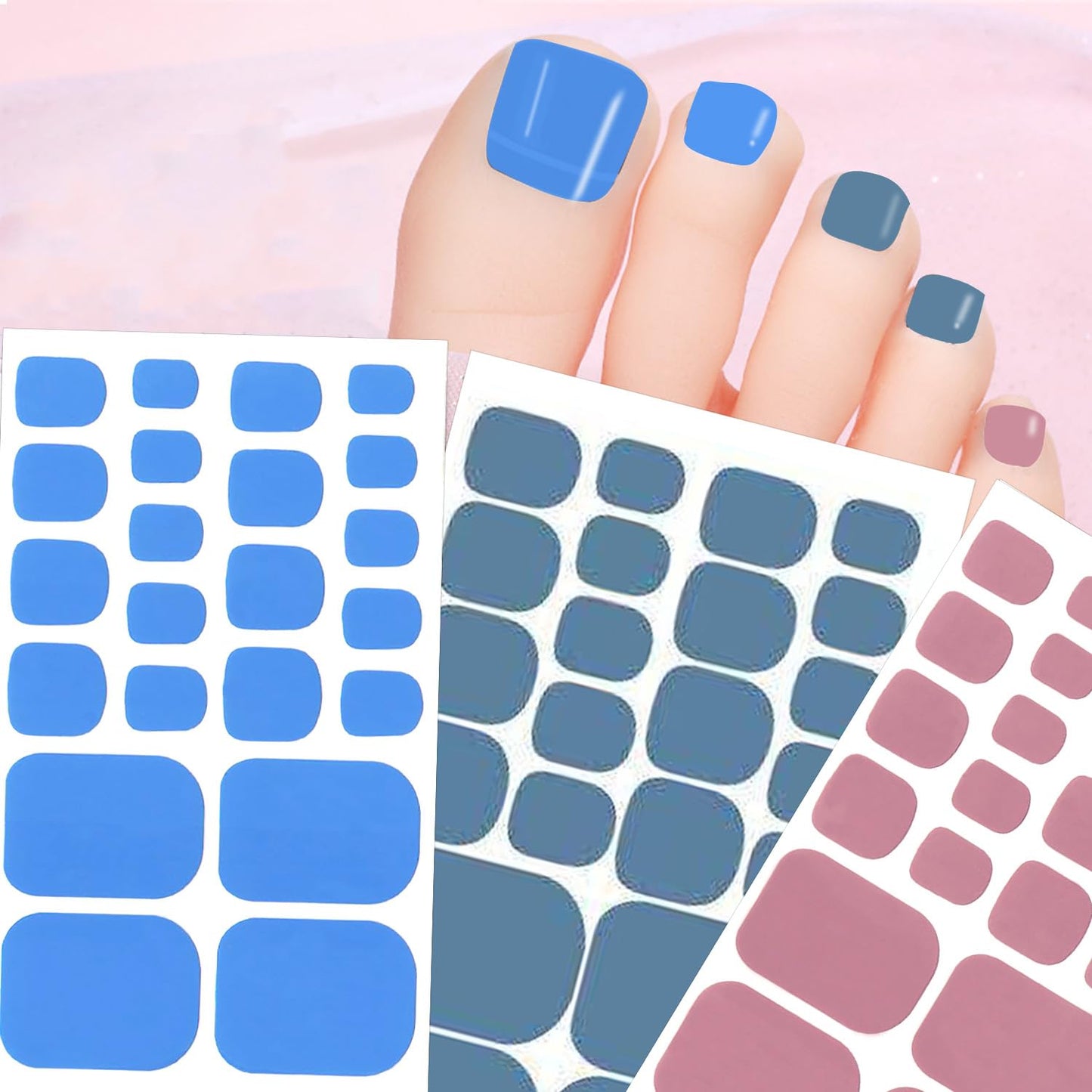 JERCLITY 440 Pieces 20 Sheets Toenail Strips for Women Nail Art Wraps Toe Nail Stickers Nail Wraps for Toes Nail Polish Strips Nail Polish Stickers for Toenails Color Strips