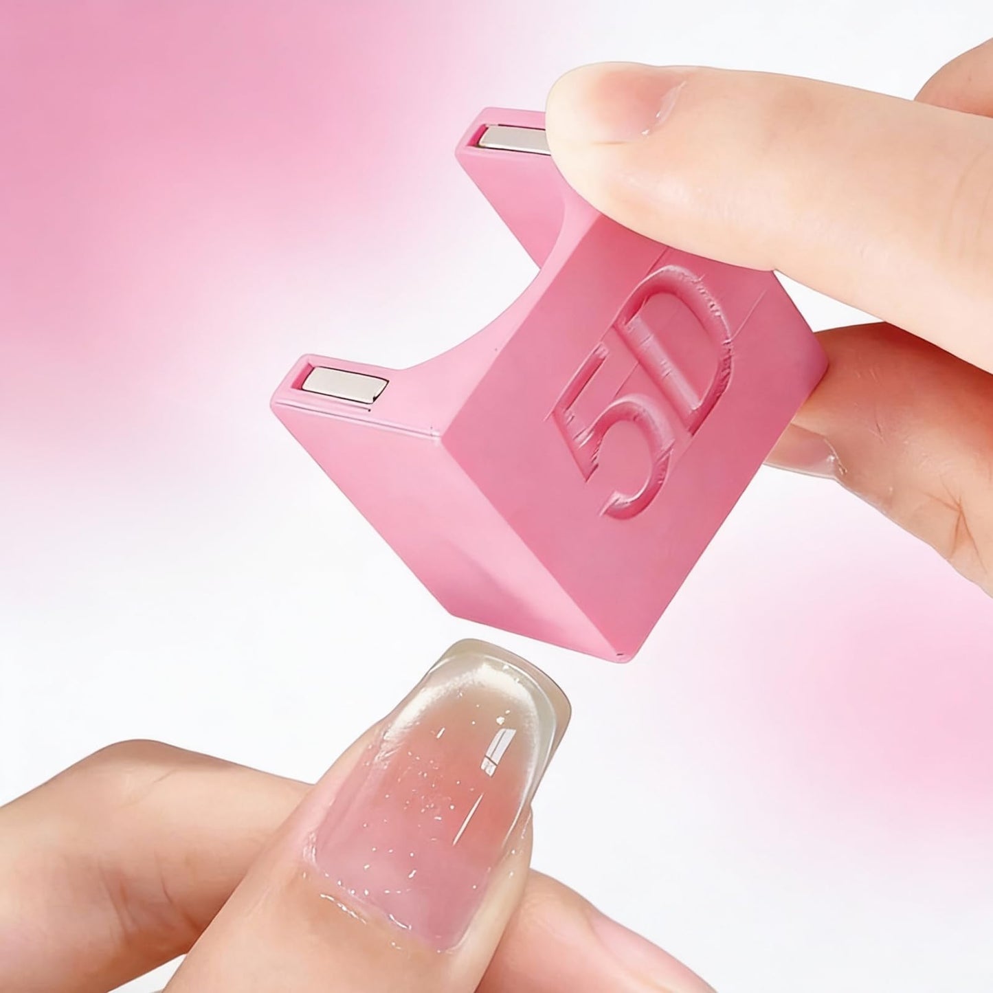 YECIRALA 2 Pcs Nail Art Cat Eye Magnets For Nails, 3 In 1 Pink Nail Magnet Pen And 5D Automatic Strong Magnet Tool For Cat Eye Designs Magnets, Heart, Lines & Wide Light Gel Nail Polish Magnet