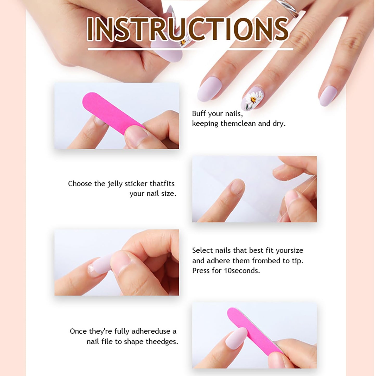 24Pcs Purple Rose Press on Nails Medium Ballet Shaped Purple Starry Sky Smudge and Flower Pattern Design Full Cover Glossy Artificial False Nail Reusable Acrylic Press Ons Stick on Nails for Women