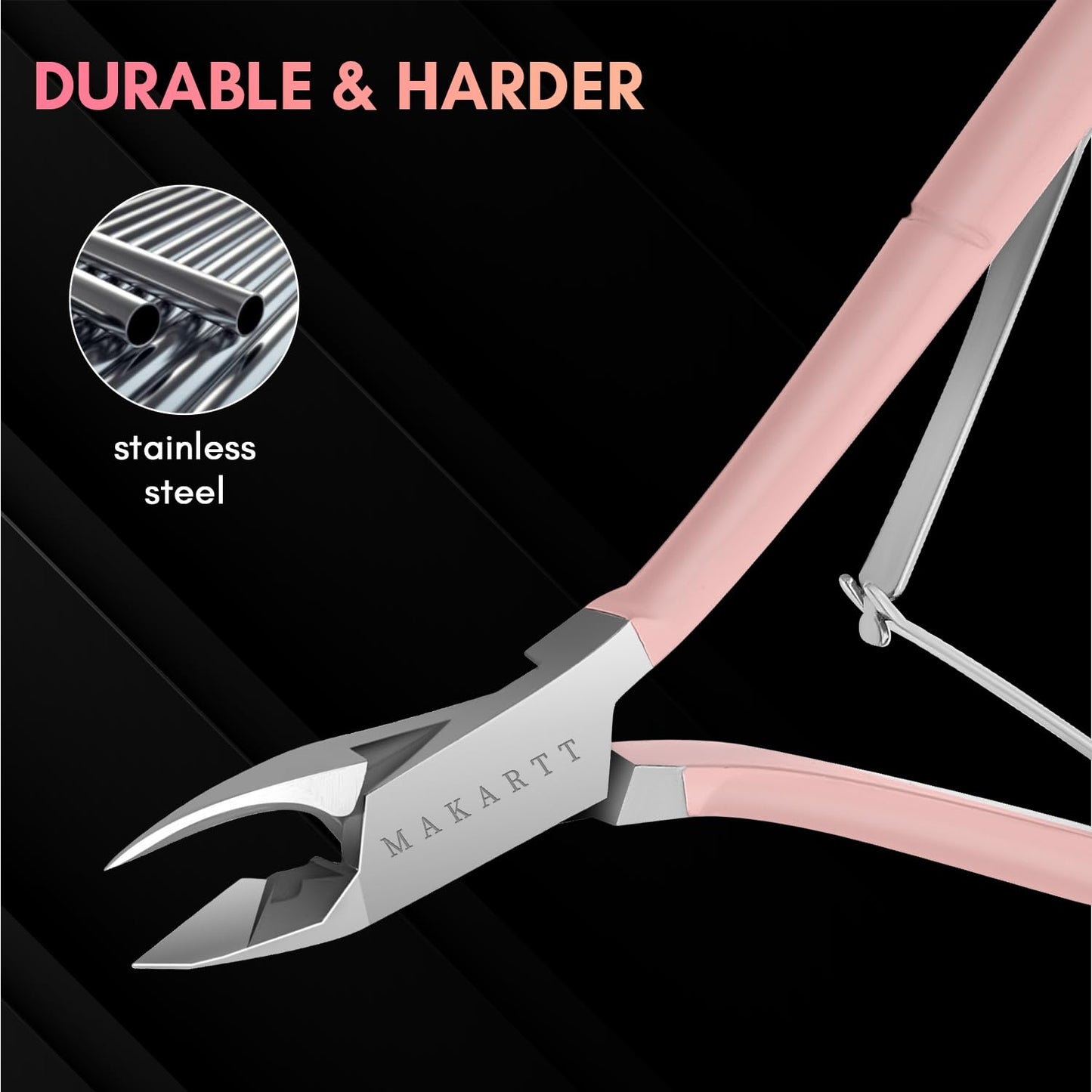Makartt Nail File 100/180 Grit Nail Files for Acrylic Nails Bundle with Cuticle Nippers, Pink Cuticle Trimmer Extremely Sharp Full Jaw Cuticle Cutter Nail Care