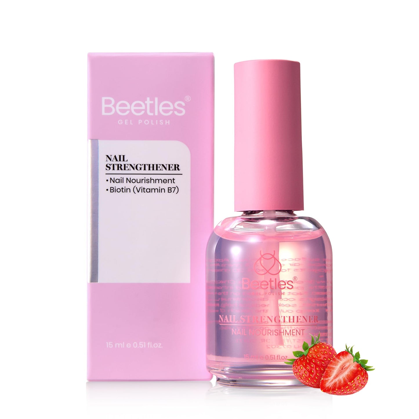 Beetles Cat Eye Press On Nails Short Almond, 32pcs 16 Sizes, Glue and Tabs, HEMA and TPO Free, Mist Glow & Nail Strengthener Strawberry, Pink Air Dry Growth Treatment 15ml