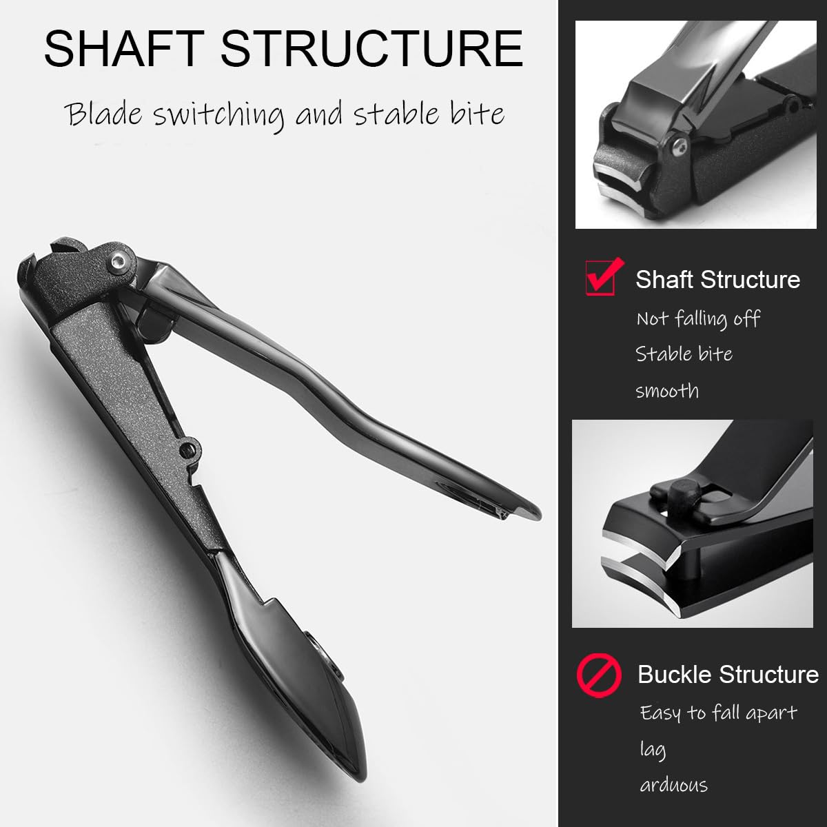 Nail Clippers for Men with Catcher, Heavy Duty Razor-Sharp Self-Collecting Nail Cutter, Ergonomic Lever for Fingernails & Toenails, Ideal Gift for Men & Grooming Gifts (Black)