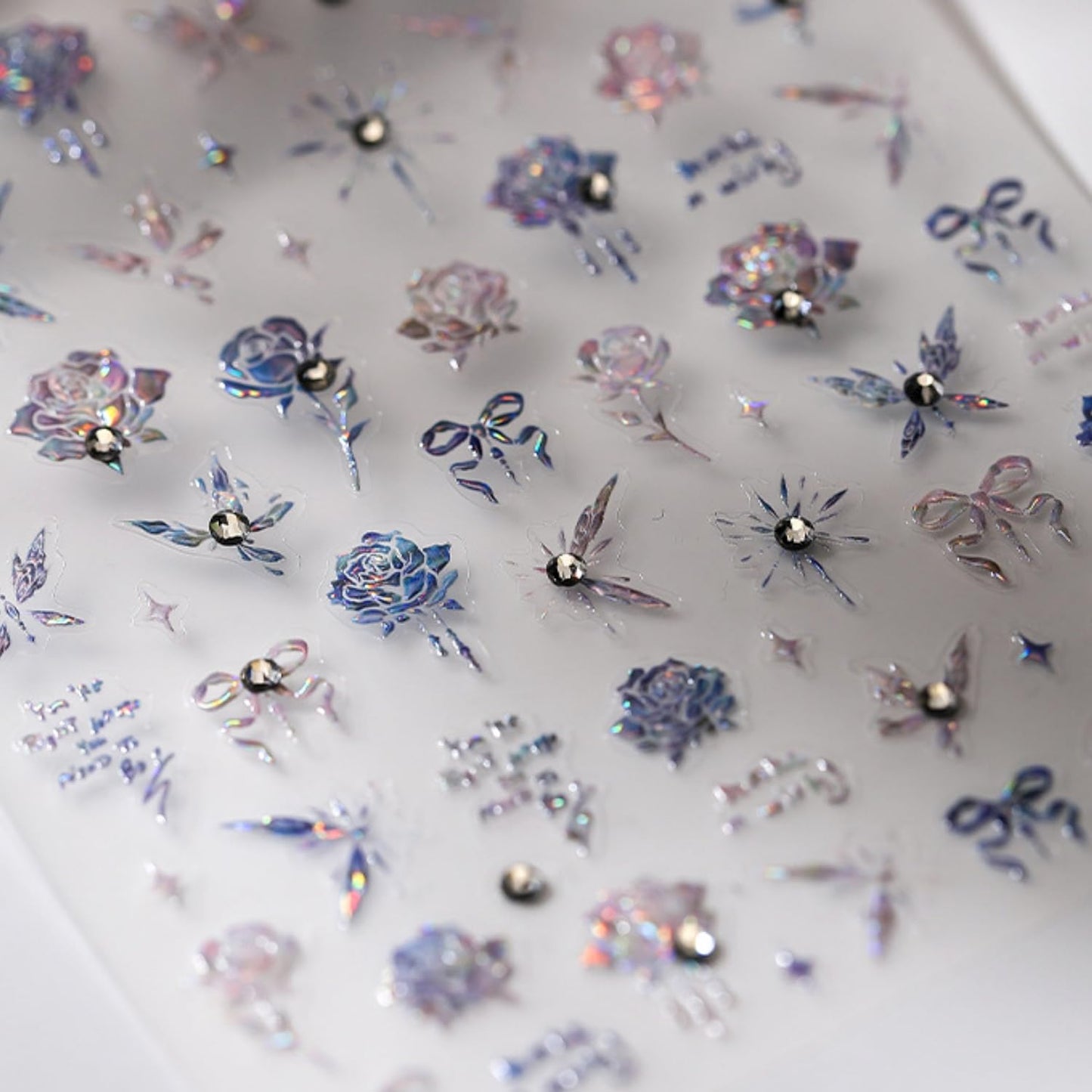 5D Embossed Flower Nail Art Stickers Bow Butterfly Nail Decals with Rhinestone Design Spring Nail Stickers Aurora Self Adhesive Nail Charms Floral Nail Supplies for Women Girls
