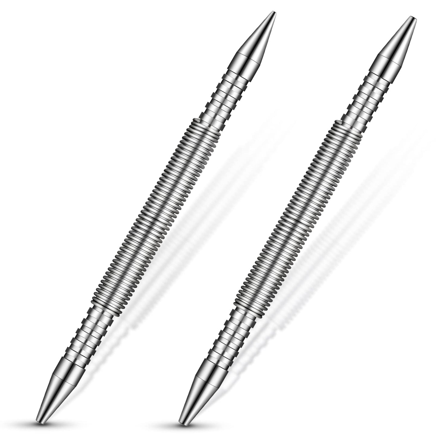 Moxweyeni 2 Pieces Spring Loaded Nail Set Spring Nail Punch Hammerless Trim Combination Tool Kit 1/32, 2/32, 3/32, 4/32 Inch Tools for Carpentry 3500 Psi of Impact Striking Force