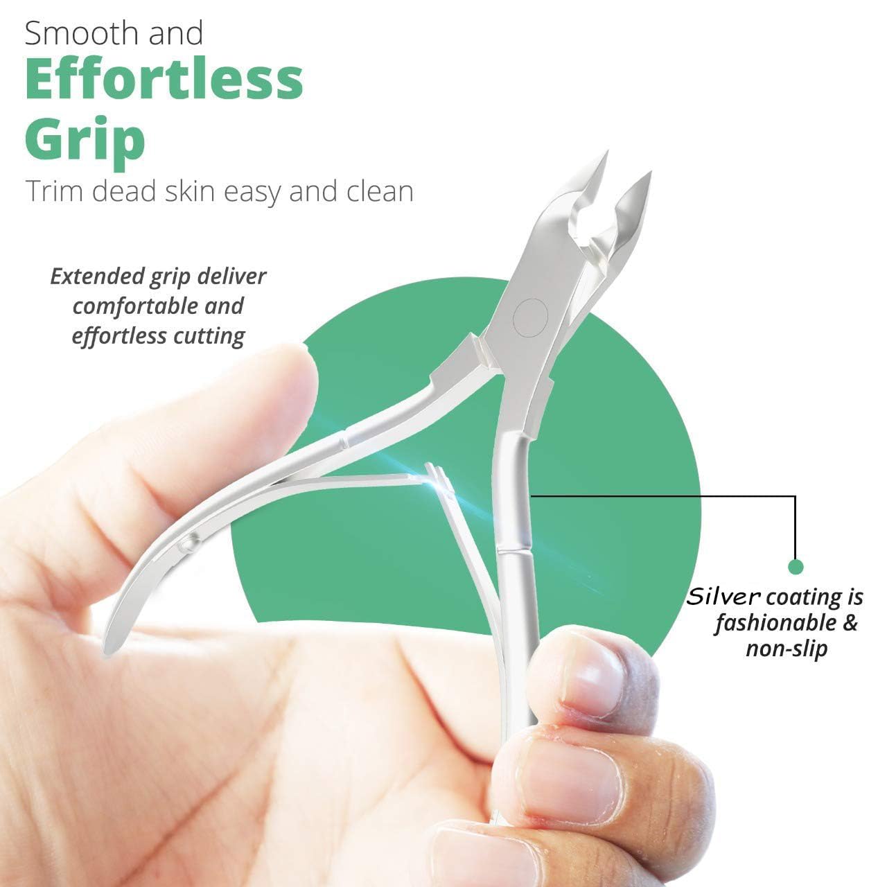 Professional Cuticle Trimmer Nail Cuticle Cutter Stainless Steel Cuticle Nippers with Sharp Blades of Cuticle Remover Clippers Manicure Tools Double Spring - Pedicure Nail Tools (Silver - 4 Pack)
