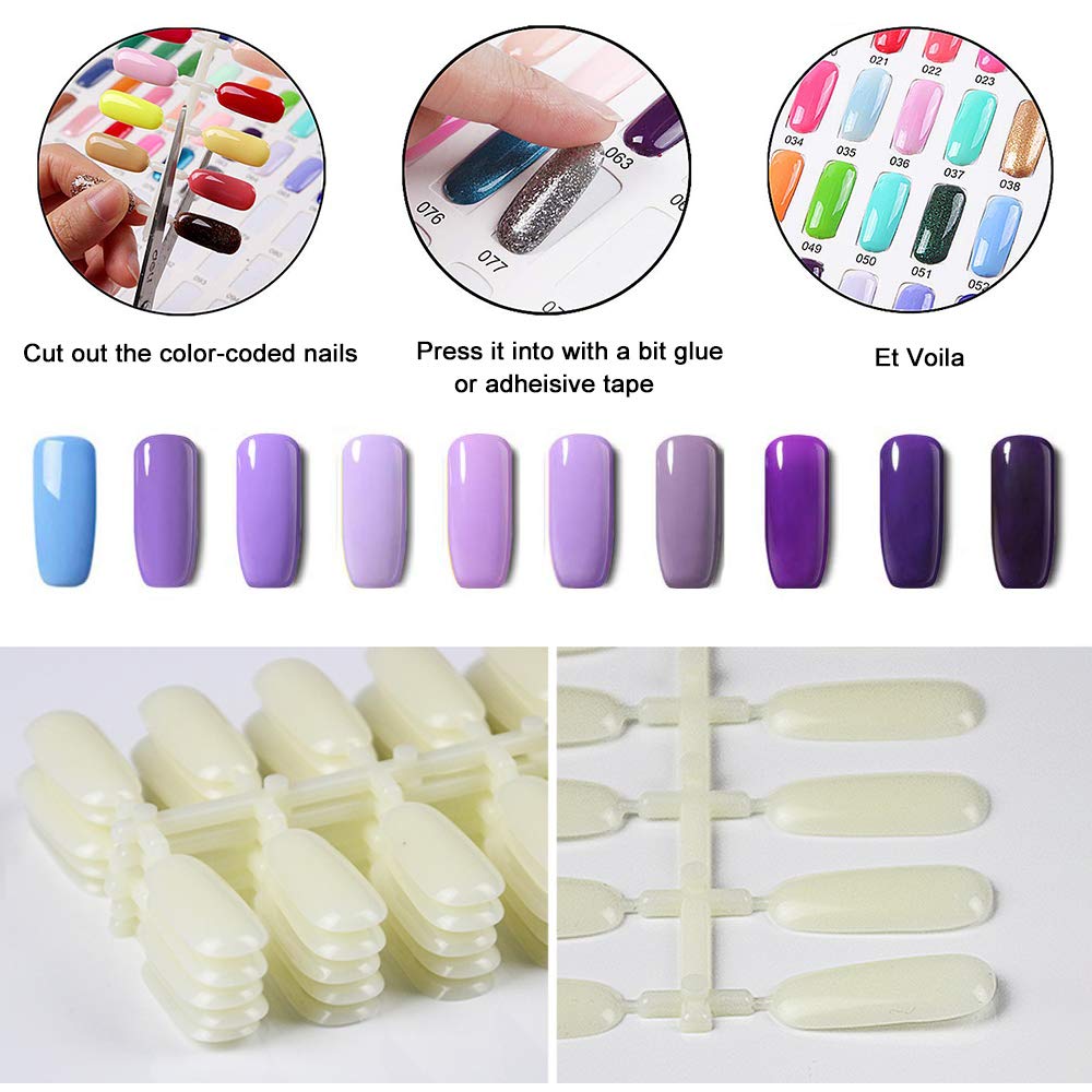 Noverlife 120 Nail Colors Display Book with 120 False Nail Tips, Nail Gel Polish Display Chart, Manicure Salon Studio Nail Art Samples Color Swatches Cardboard Nail Design Showcase