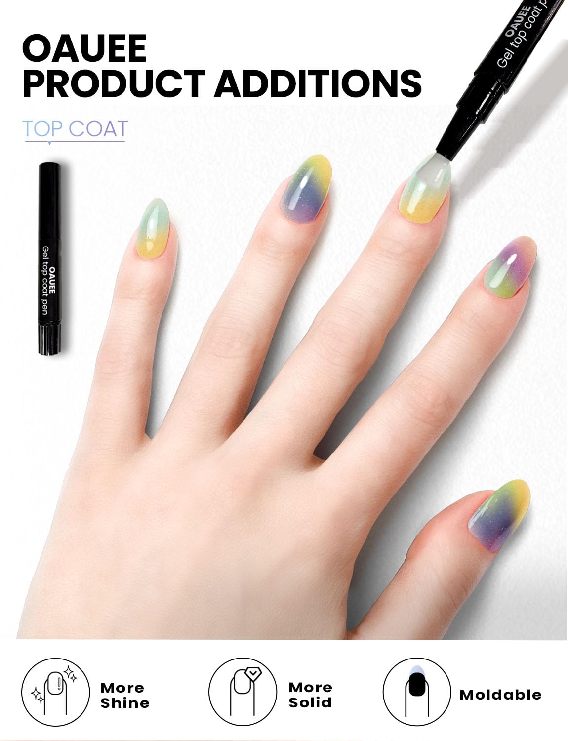 Oauee Semi Cured Gel Nail Strips | Built-In Gel Top Coat | UV Light Required | Salon Quality, Easy Application And Removal (Fine Glitter Color)
