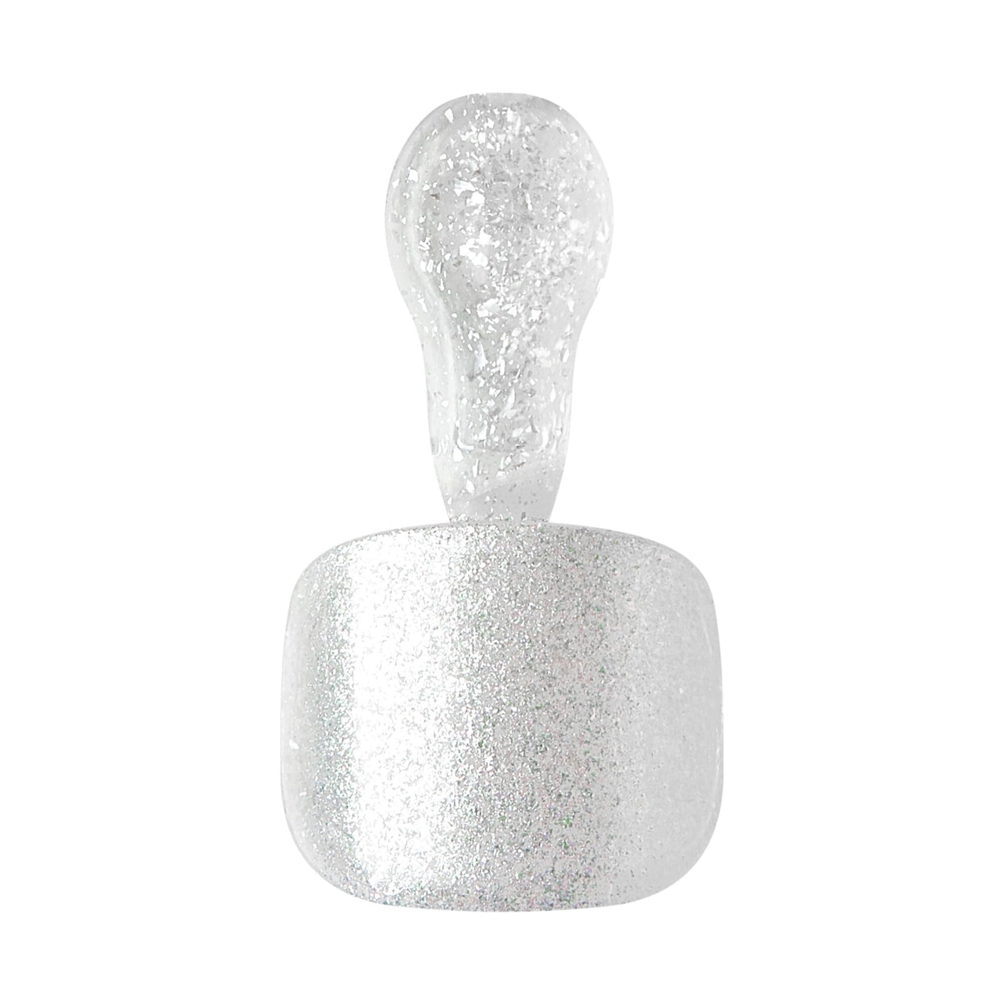 KISS Impress Premium No Glue Pedi Press-On Toenails, Sparkling White Silver, Silver Glitter, Squoval Shape, Includes 24 Nails, Prep Pad, 1 Manicure Stick, 1 Mini File