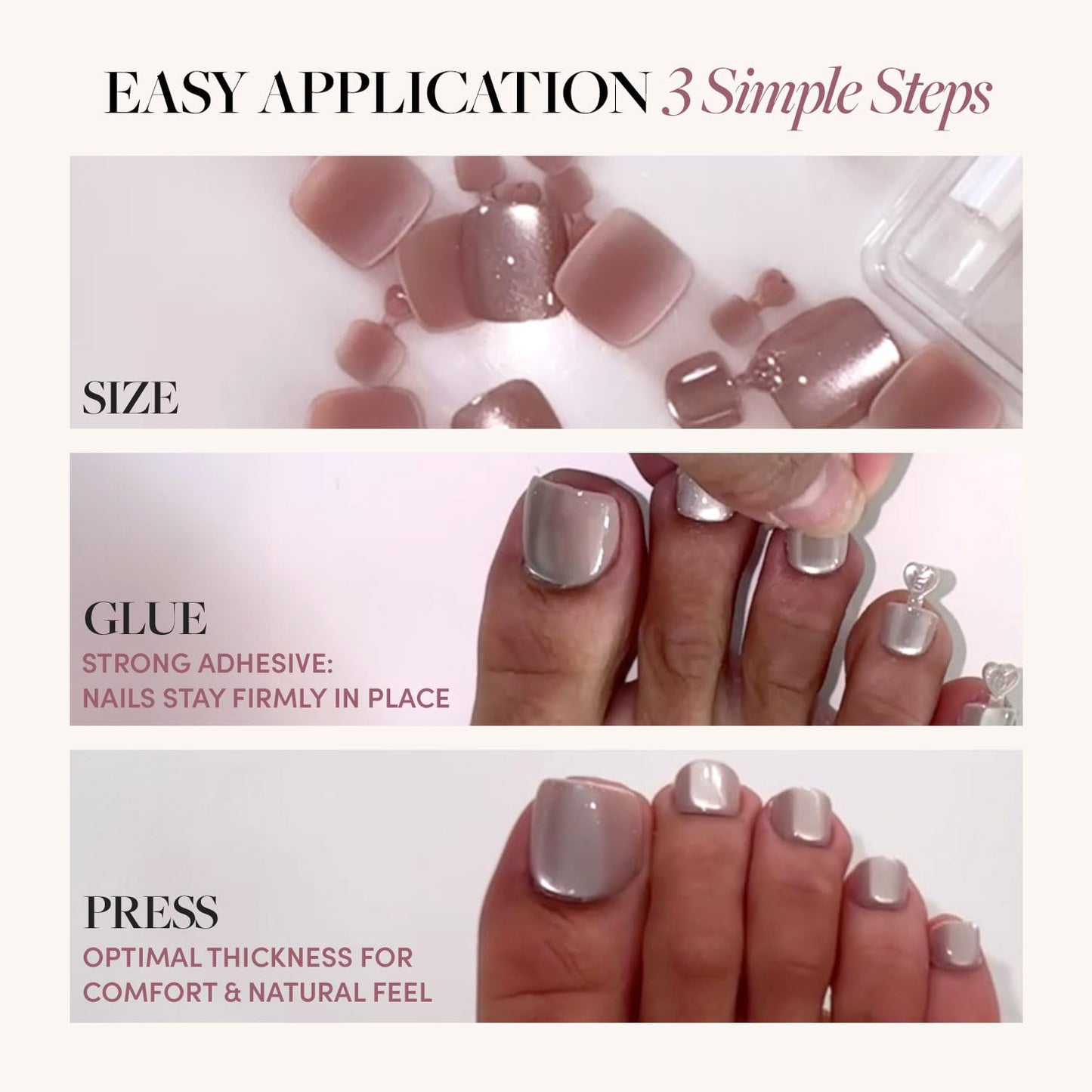 Glamnetic Press On Toenails - Fiery Red | Solid Opaque Red Fake Toe Nails with a Glossy Finish | 16 Sizes - 32 Toe Nail Kit with Glue