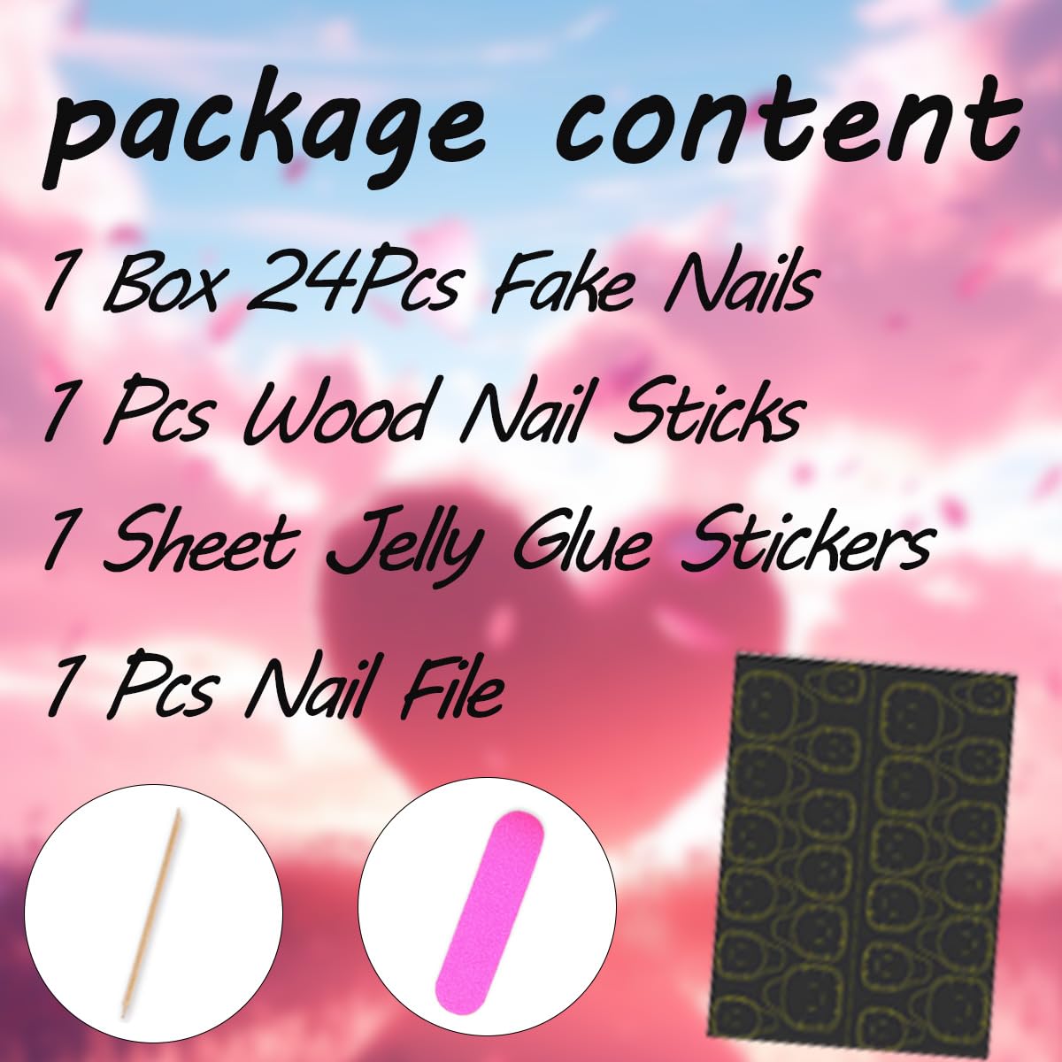30Pcs Valentines Press on Nails Medium Almond Shape French Tip Fake Nails with 3D Golden Bead Cherry Designs Sexy Red Lips False Nails Red Glossy Acrylic Stick on Nail for Women DIY Manicure Kits