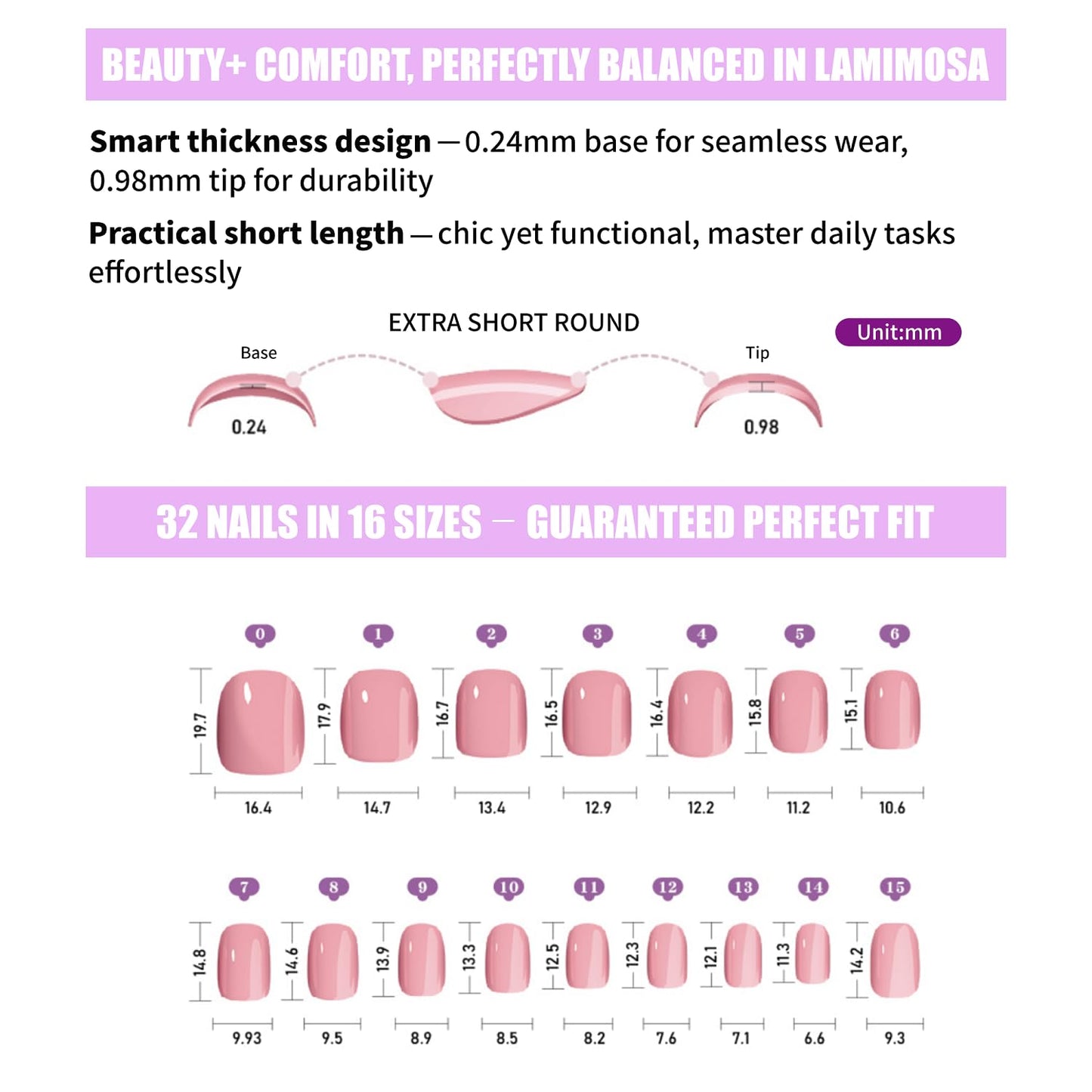 LAMIMOSA 32Pcs Press On Nails Extra Short Round, Aqua Blue Fake Nails with Glue, Soft Gel Baby Blue Nails in 16 Sizes, Reusable Glue On Nails Kit, Spring Summer Extra Small Nails, MINTY AQUA