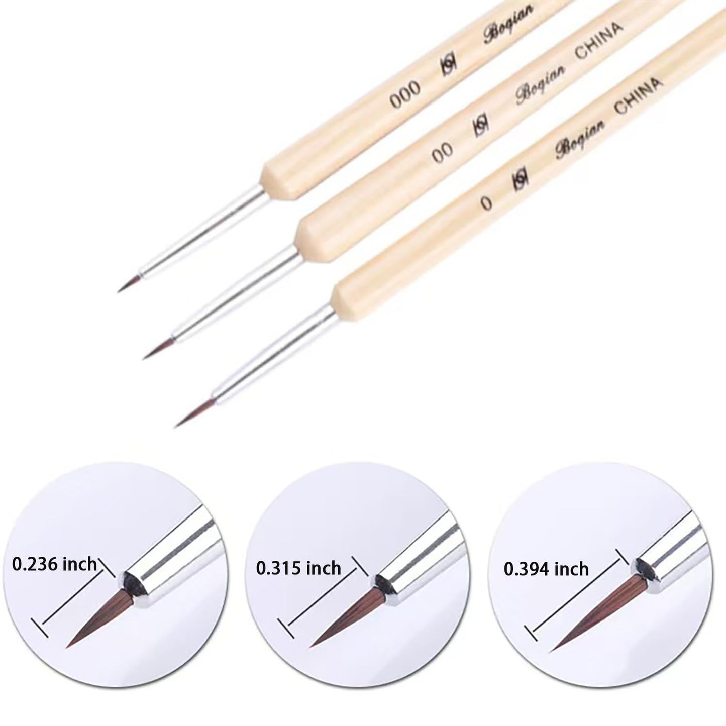 HNRongkya Nail Art Liner Brush Set, Nail Art Brush for Drawing Petals and Butterflies,Fine Detail Nail Brushes, Wooden Handle, 3 Piece