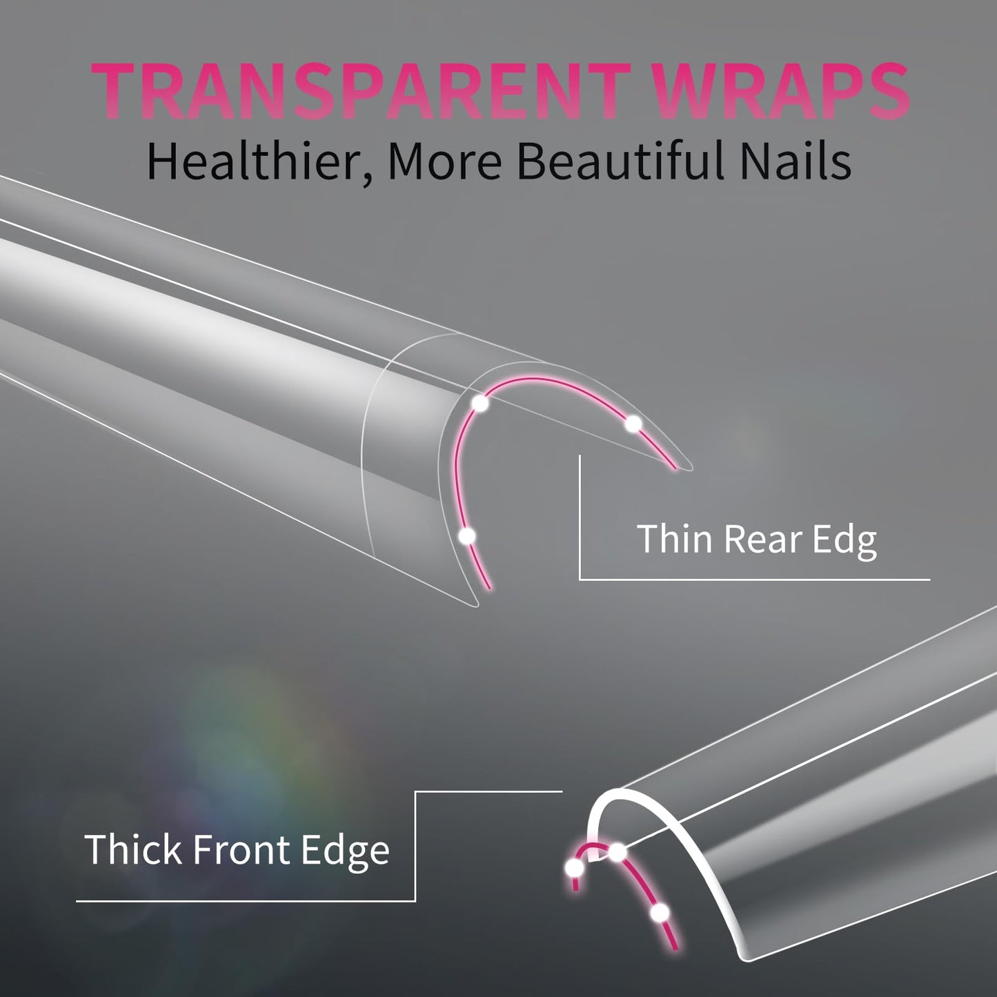 krofaue 600PCS Half Cover Coffin Nail Tips - Acrylic Nail Tips 12 Size Clear False Nails Tips with Box for Nail Salons and Home DIY (Clear)