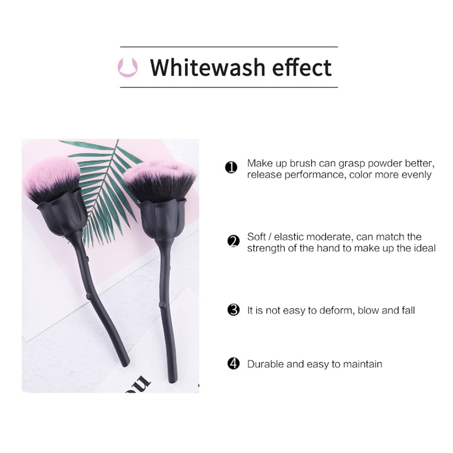JERCLITY 2 Pieces Rose Makeup Brushes Blush Brush Super Large Face Powder Makeup Brushes for Powder Cosmetic Nail Dust Brush Loose Powder Brush Makeup Manicure Dust Remover Brush for Clean (Black)
