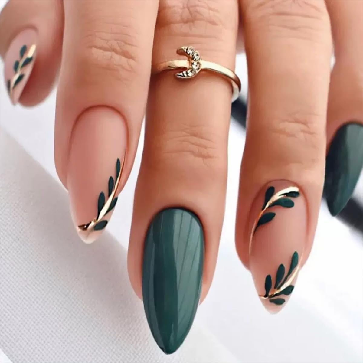 6 Packs (144 Pcs) Flower Press on Nails Medium Almond Fake Nails French Tip False Nails with Designs Spring Summer Floral Glue on Nail Full Cover Glossy Acrylic Stick on Nail for Women Manicure