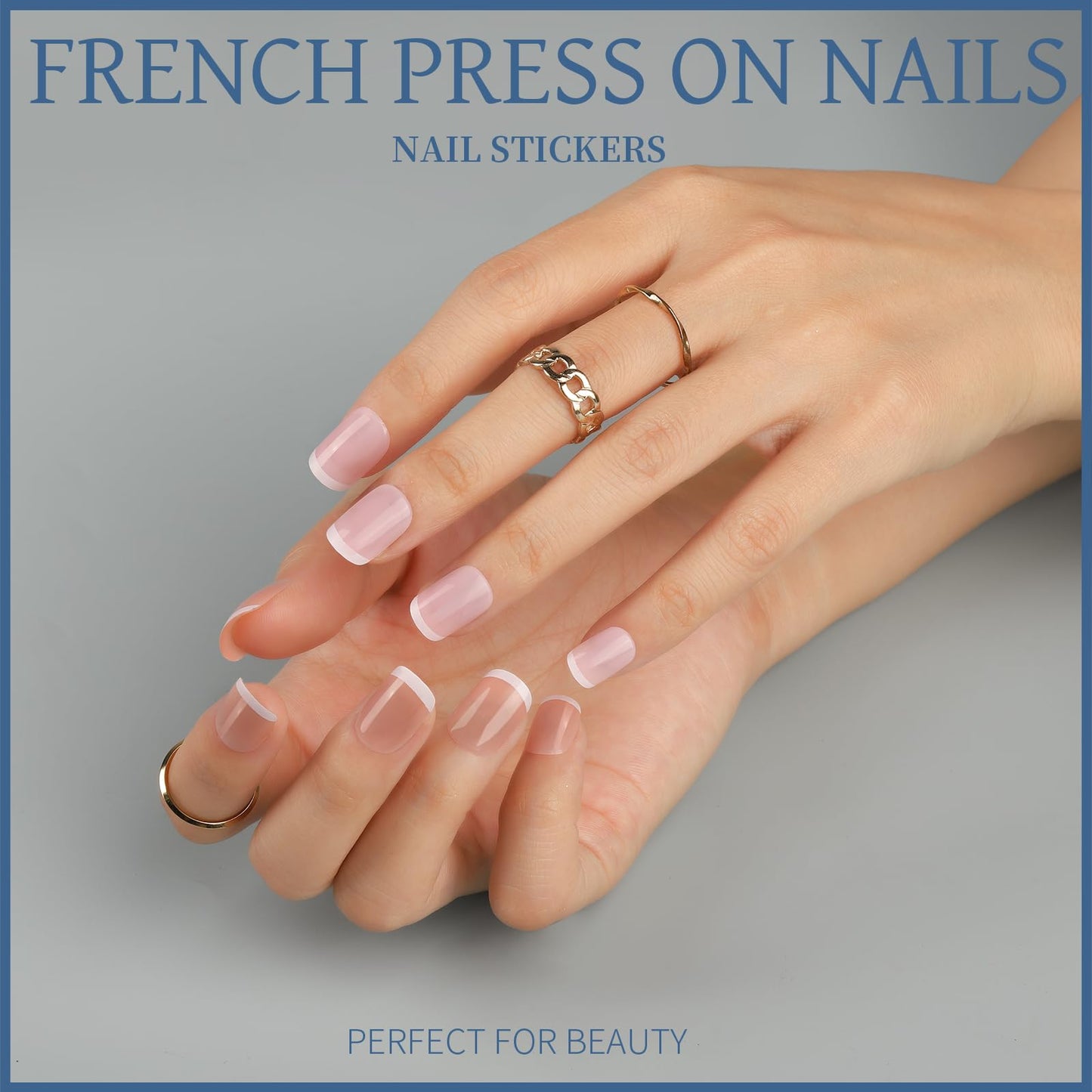 Teenitor 24Pack Short Press On Nails, 576Pcs Short Square Press On Nails, Matte Glossy Glitter French Nails, 12 Sizes Fake Nails With Glue