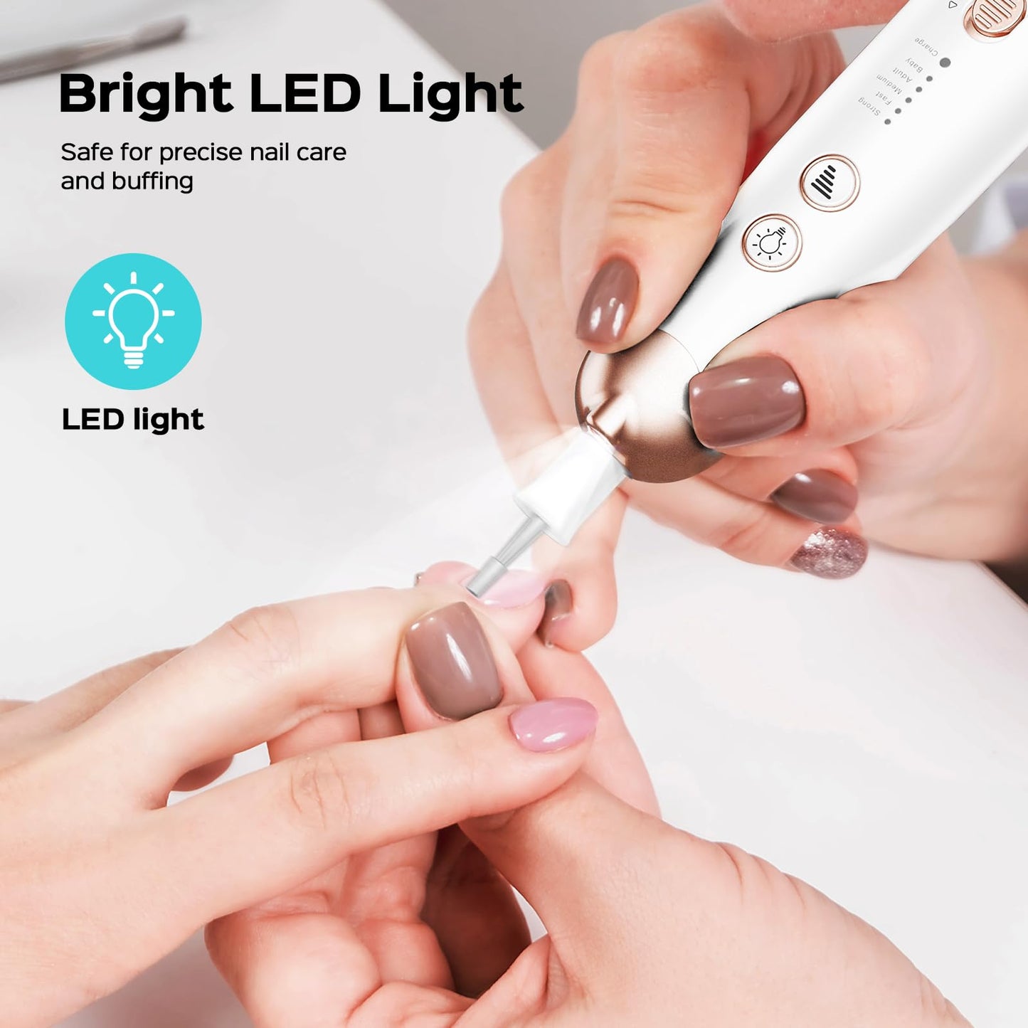 COSLUS Electric Nail Drill File Professional: for Acrylic Gel Dip Powder Nails Portable Nail Drill Machine Kit and Professional Manicure Pedicure Kit: 5 in 1 Electric Nail File Set