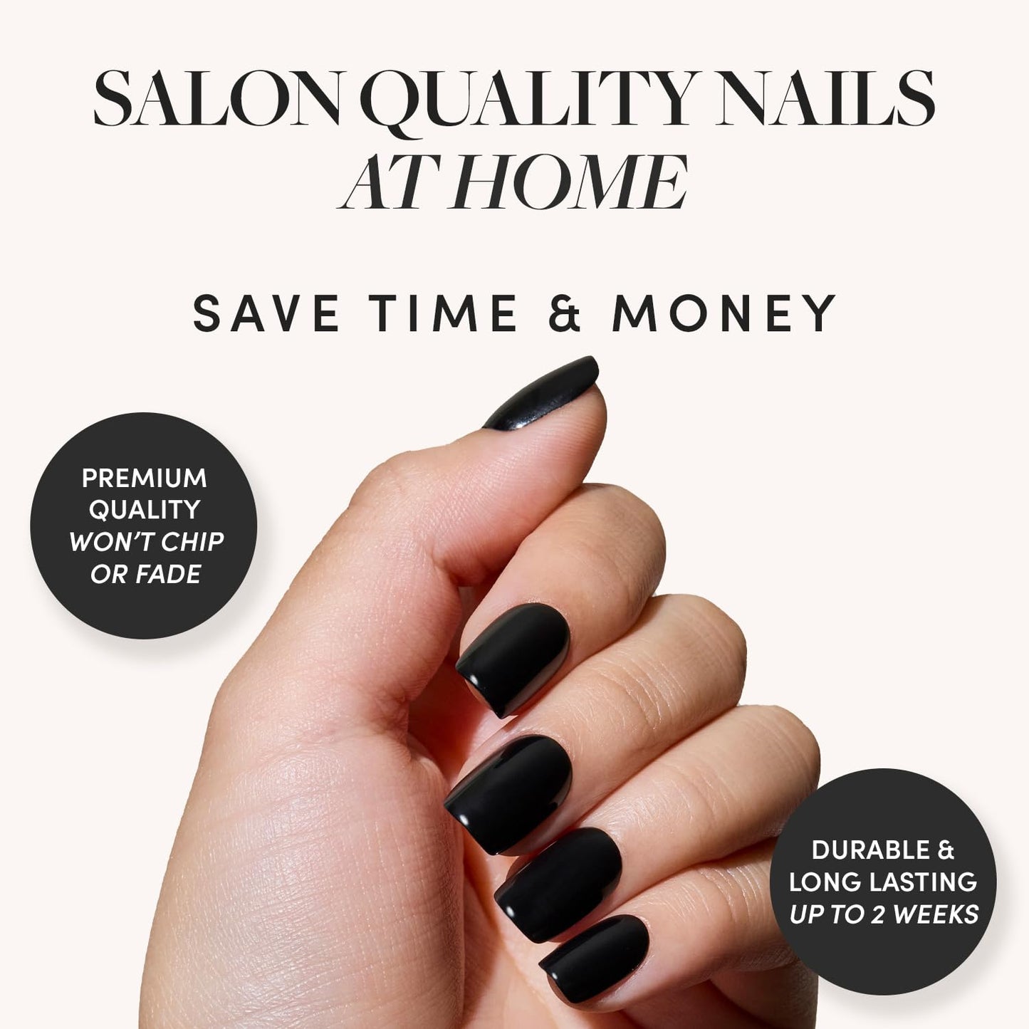 Glamnetic Press-On Nails Bundle - Jet Black & Burgundy Chrome | Short Squoval Black Fake Nails with a Glossy Finish | Short Almond Fake Nails with a Metallic Chrome Finish | Durable, Salon-Quality Nai