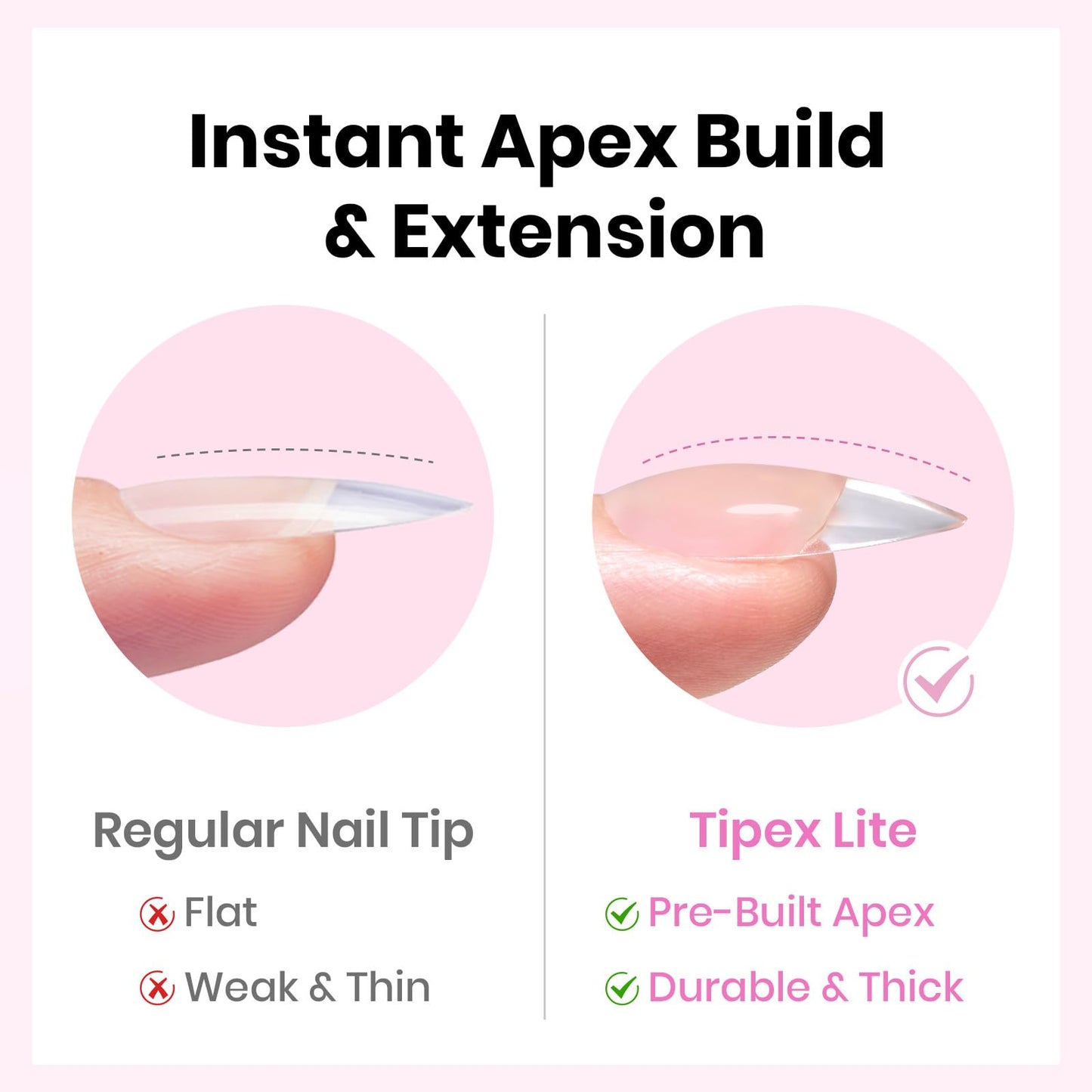 Beetles Tipex Lite Pre-Built Apex Gel Nail Tips, Almond Medium, 256pcs Value Pack, 16 Sizes, Flat-Nail Friendly Acrylic Tips for Natural Nail Beds, Easy for Beginner DIY