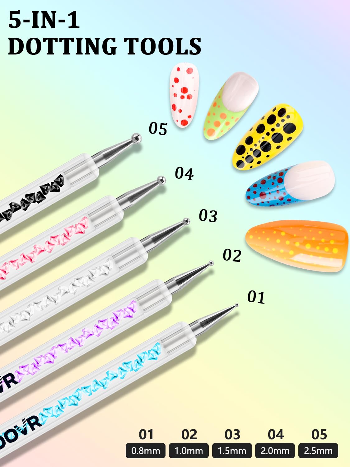 YOOVR Nail Art Tools Set, Nail Stand for Press on Holder for Painting Nails, Nail Art Brushes, 200 Pcs Nail Sponge and Nail Art Palette for Ombre and Gradient Painting Gel Nail Polish