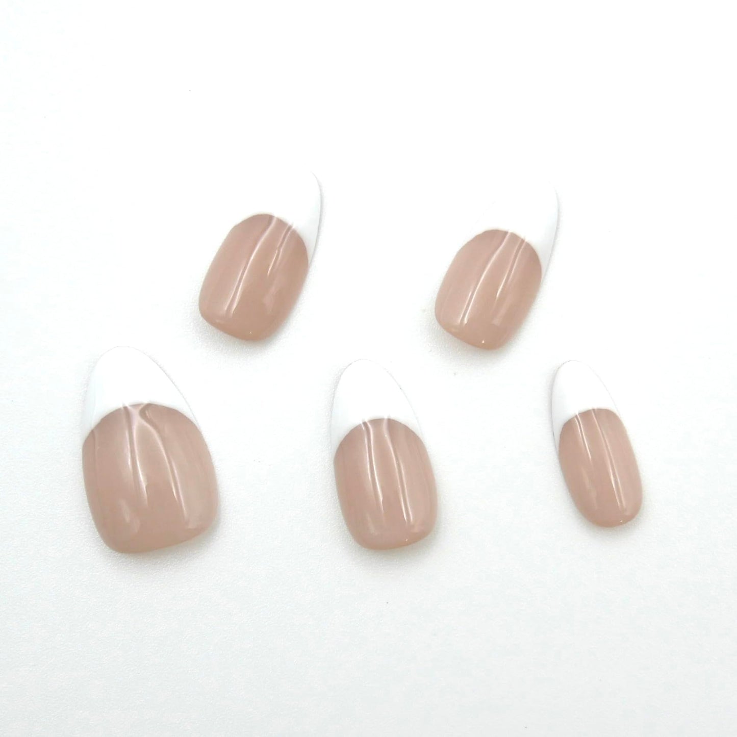 French Tip Press on Nails Short Pink French Almond, Pink Nude with White Tips, Professional Manicure Set, 10Pcs Nail Kit for Women Girls Manicure