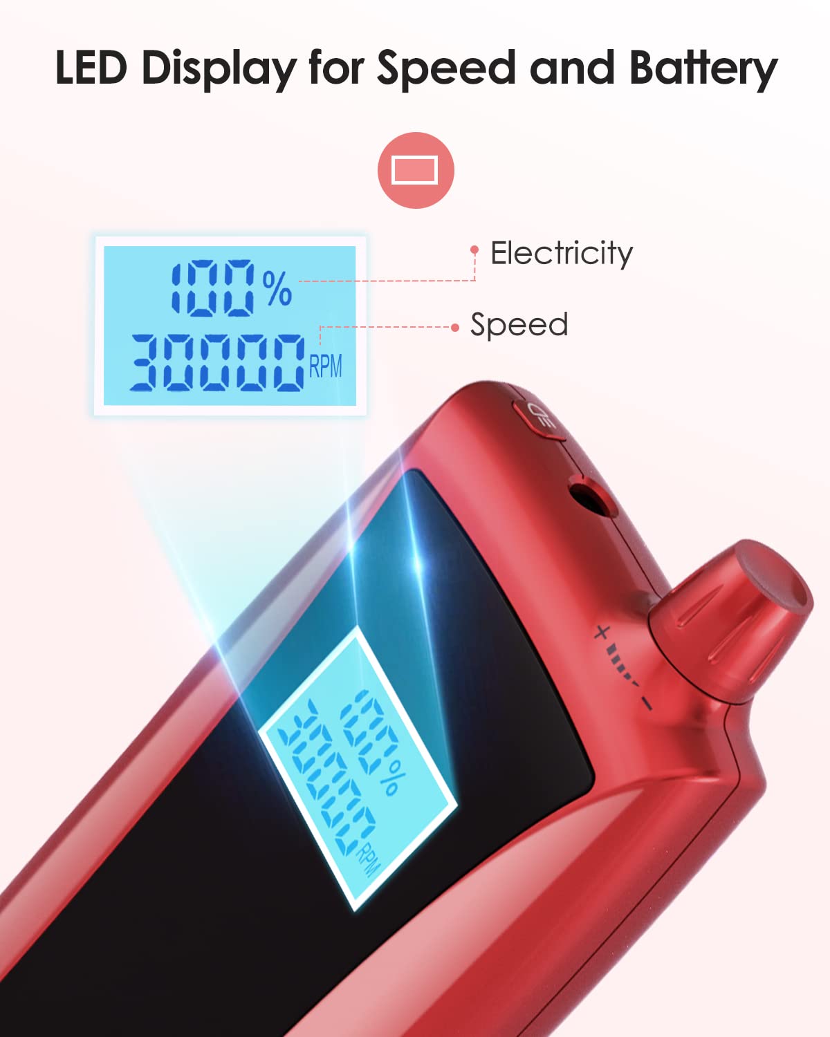 Beloving Portable Nail Drill Machine,30000RPM Rechargeable Electric Nail File Professional with Speed Display,Sanding Bands and Bits,Efile for Acrylic Dip Gel Nails Manicure Pedicure Home Salon Use