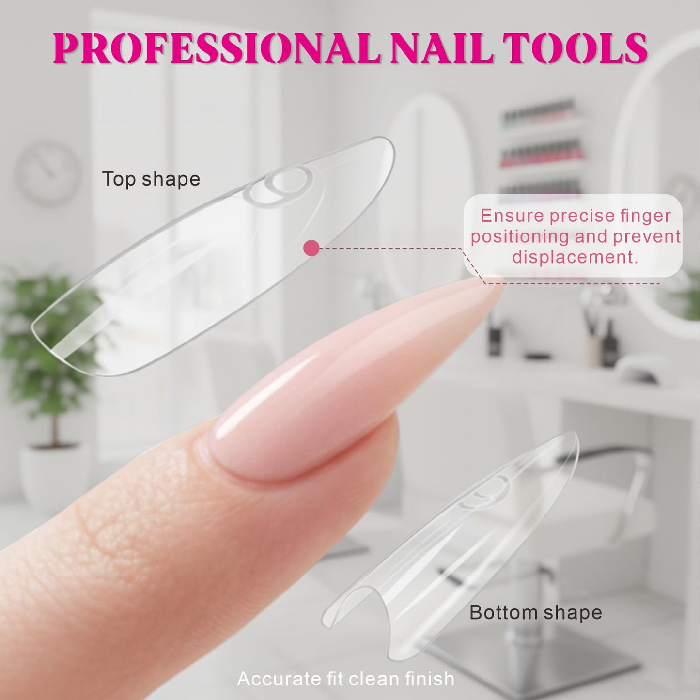 480 PCS Sandwich Nails Dual Forms, DIY Quick Extensions - 15 Sizes Clear Plastic Form Kit, Long Rectangular & Long Almond Nail Molds for, Top & Bottom Dual, No Paper Forms Needed, Salon Manicure Art
