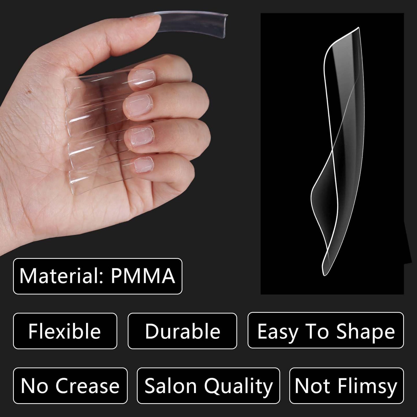 Laza 600pcs Long Duck Nail Tips 12 Sizes Box-packed Clear Duck Nails Full Cover Wide Nail Tips French False Nail Tips for Acrylic Nails Extension Tips — 44MM