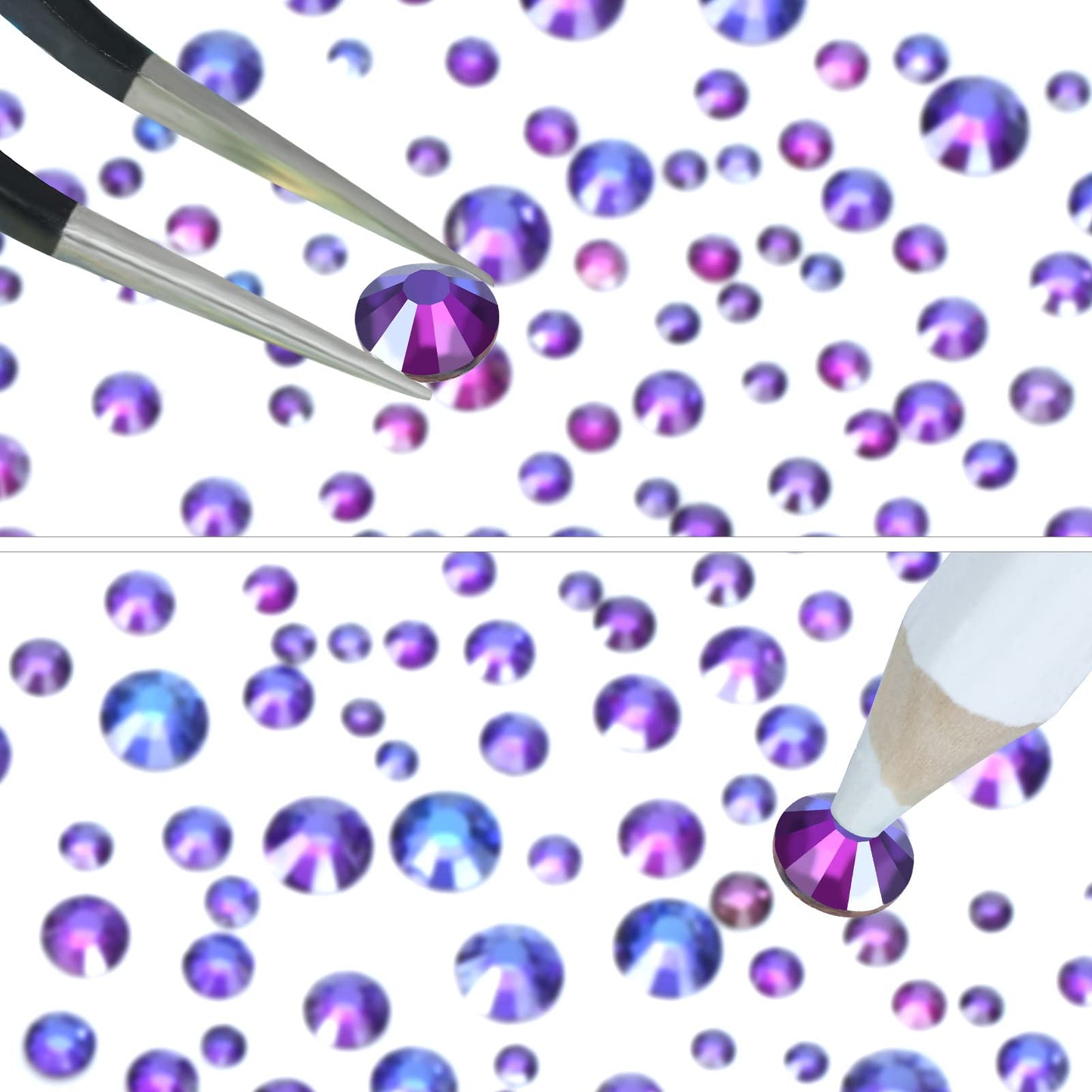 Meibite Velvet Glass Flatback Rhinestones for Nails, Crafts & Clothes – 4240PCS 6 Sizes (SS6–SS20) Crystal Gems Kit with Tweezers & Picker, Non Hotfix DIY Rhinestones for Tumblers, Shoes, Nail Art
