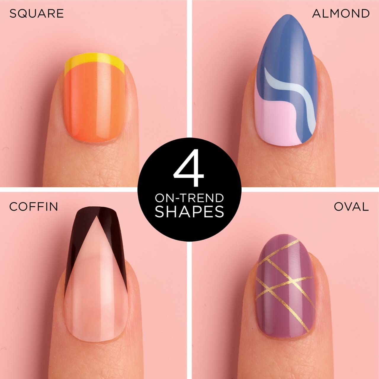 Sally Hansen Salon Effects® Perfect Manicure, Sugar Fix, Press On Nails, Square Shaped, Non-Damaging Adhesive Tabs, File, and Alcohol Pad Included (Pack of 2)