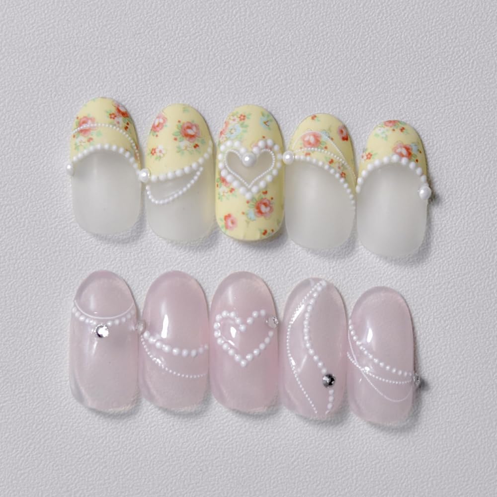 Rhinestones Pearls Nail Stickers 5D Embossed – Premium Salon-Quality Nail Charm Accessories, Easy Application & Self-Adhesive Pearl Chains for DIY Manicure, Nail Art, Press on, Home or Salon Use