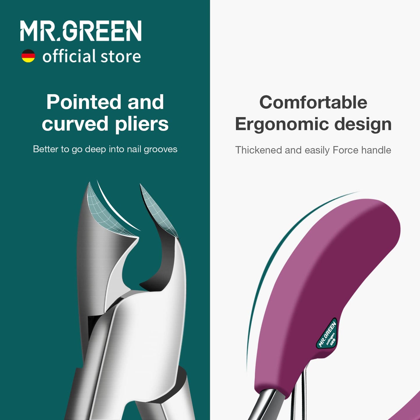 MR.GREEN Toenail Clipper Stainless Steel Ingrown Nail Cutter Good at Cutting Thick and Hard Nails Pedicure Tools (Purple)