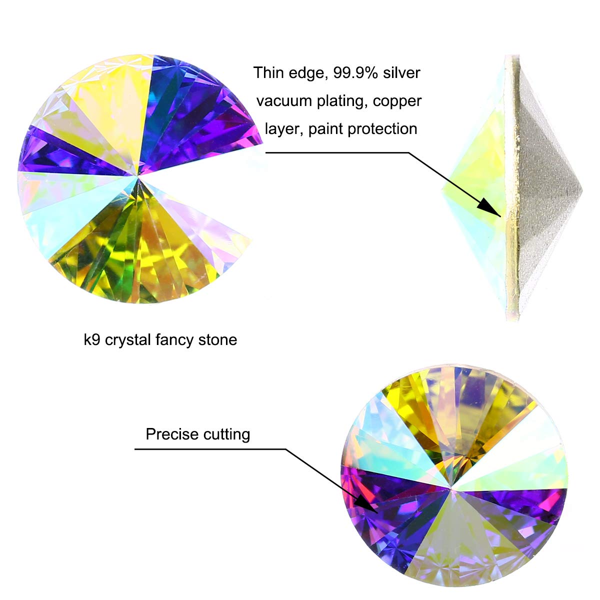 Dong ZHOU 75 Pieces DIY Nail Art Rhinestone Crystal AB Glass Rhinestone Nail Set Loose Beads Crystal Sewing On Stone Pointed Back Jewelry Rhinestone Gems Decorations for Nail Art Craft