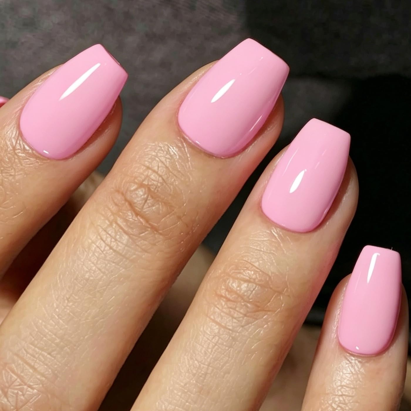KQueenest Baby Pink Press On Nails Short - Acrylic Press On Nails Coffin, Sheer Pastel Rose Pink Fake Nails with Glue, Glossy Opaque, Ballerina Reusable Soft Gel Glue on Nails for Women, 30 Pcs