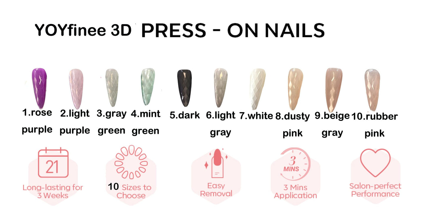 YOYfinee:Halloween 3D Rhombus Pattern Pointed-Long false nails，30pcs，12sizes，10 colors to choose，reuse with nail glue sticks. Dark(5)