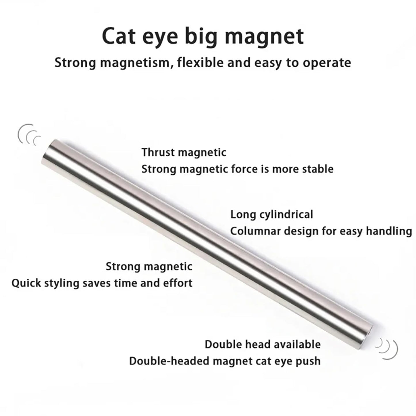 HYWWPFLAY 4 Pieces Extra Large Cylindrical Cat Eye Magnet for Nails Double-Head Magnetic Gel Polish Stick Multi-Function Nail Magnet Strong Magic Cat Eye Manicure Design Tool